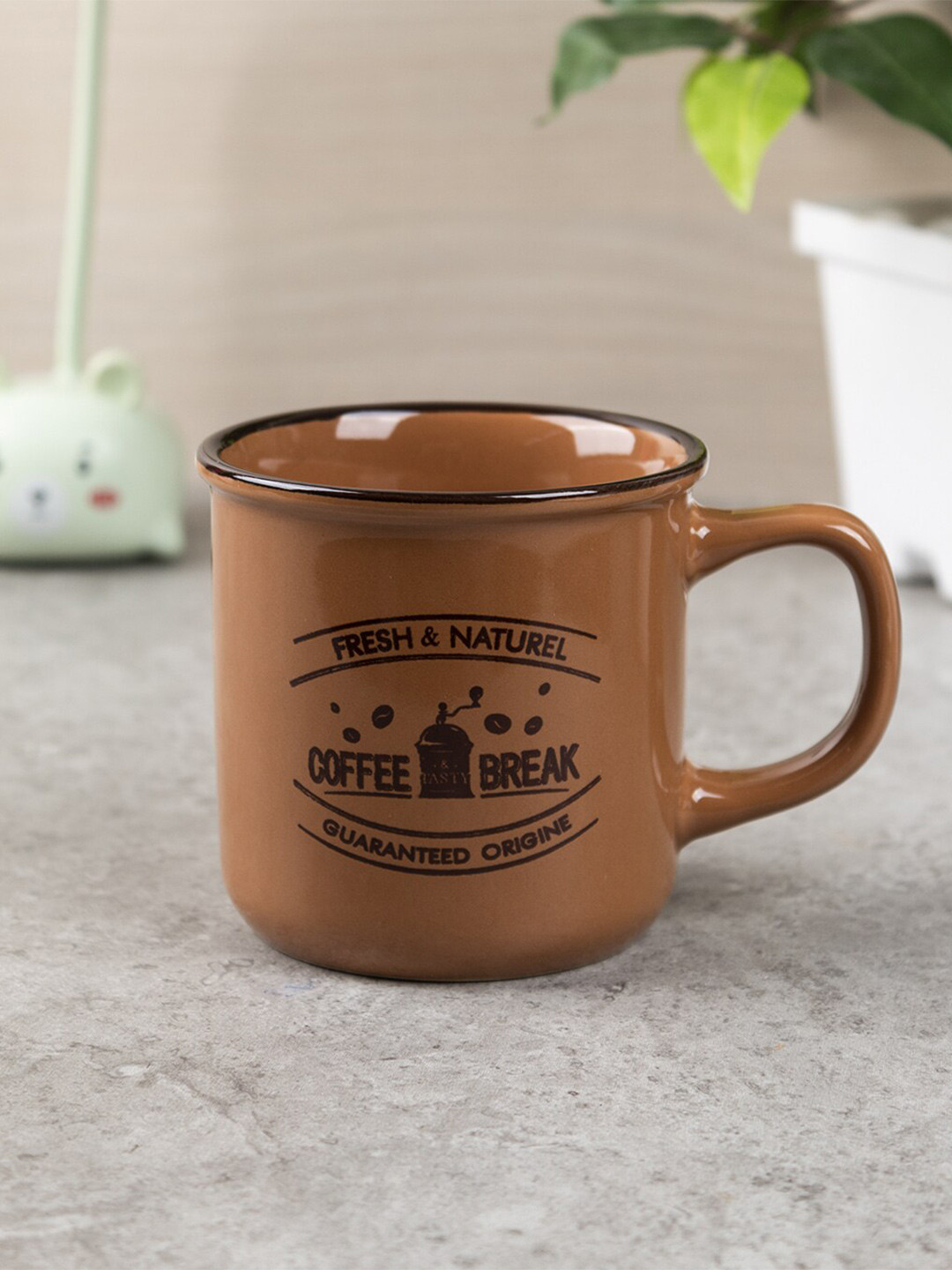 

MARKET99 Ceramic Brown Printed Glossy Coffee Mug 330 ML