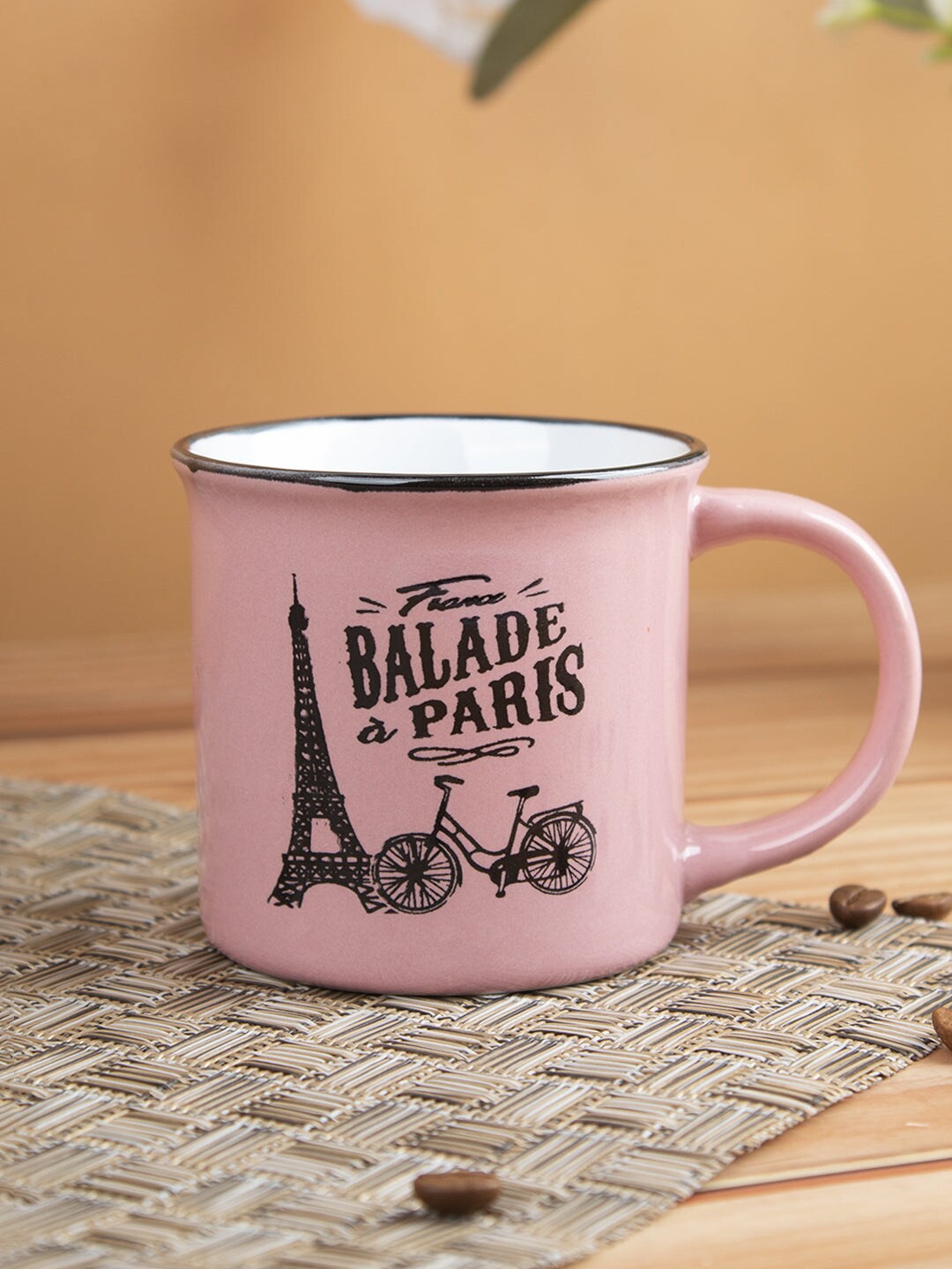 

MARKET99 Ceramic Pink & Black Printed Matte Coffee Mug 200 ML