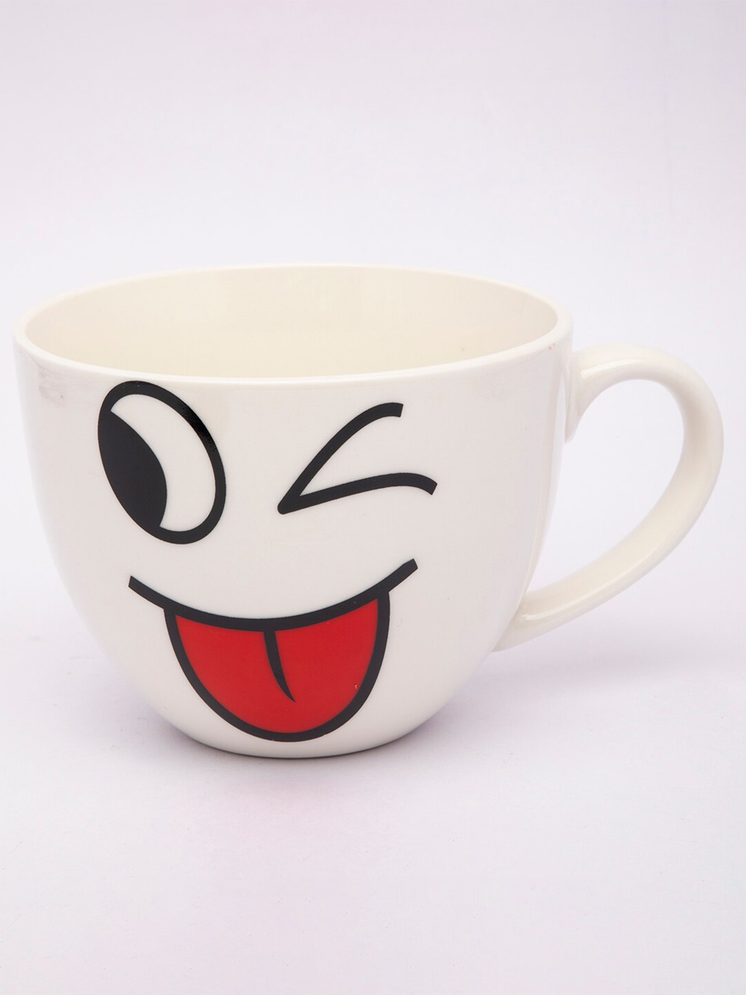 

MARKET99 Ceramic White & Red Printed Matte Coffee Mug 450 ML
