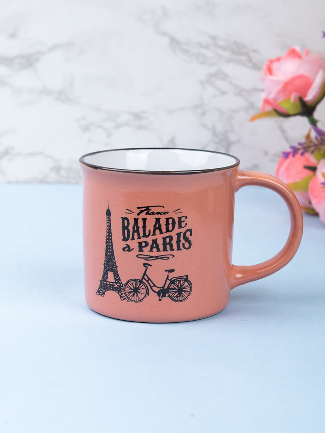 

MARKET99 Ceramic Pink & Black Printed Glossy Coffee Mug 200 ML