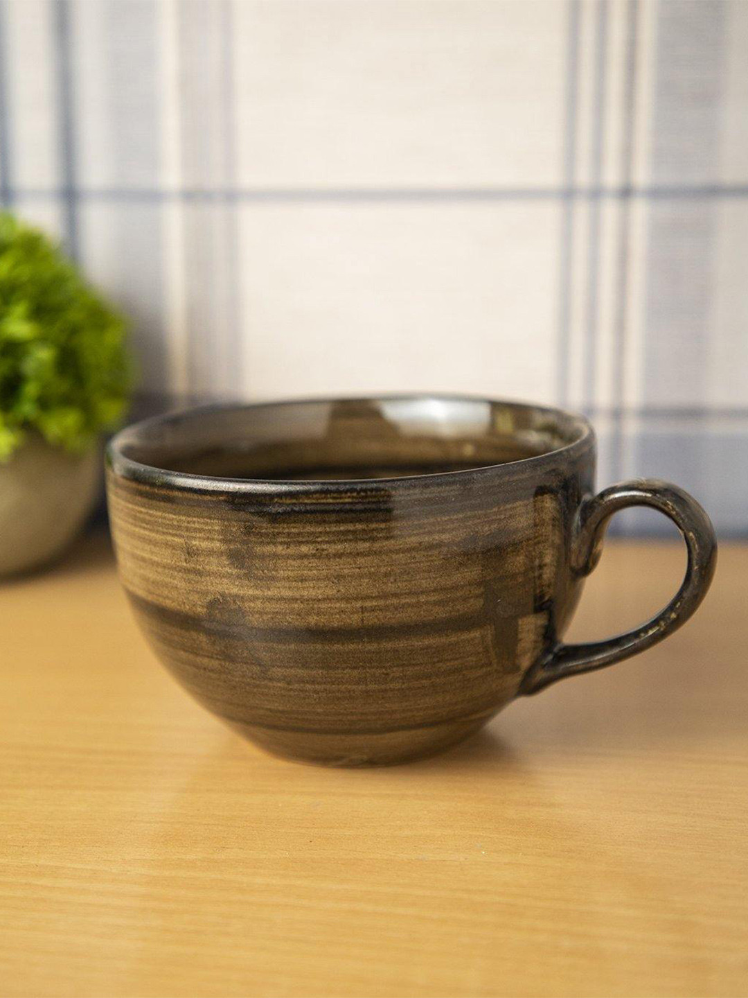 

MARKET99 Ceramic Brown Printed Pottery Cappuccino Glossy Cup 380 ML