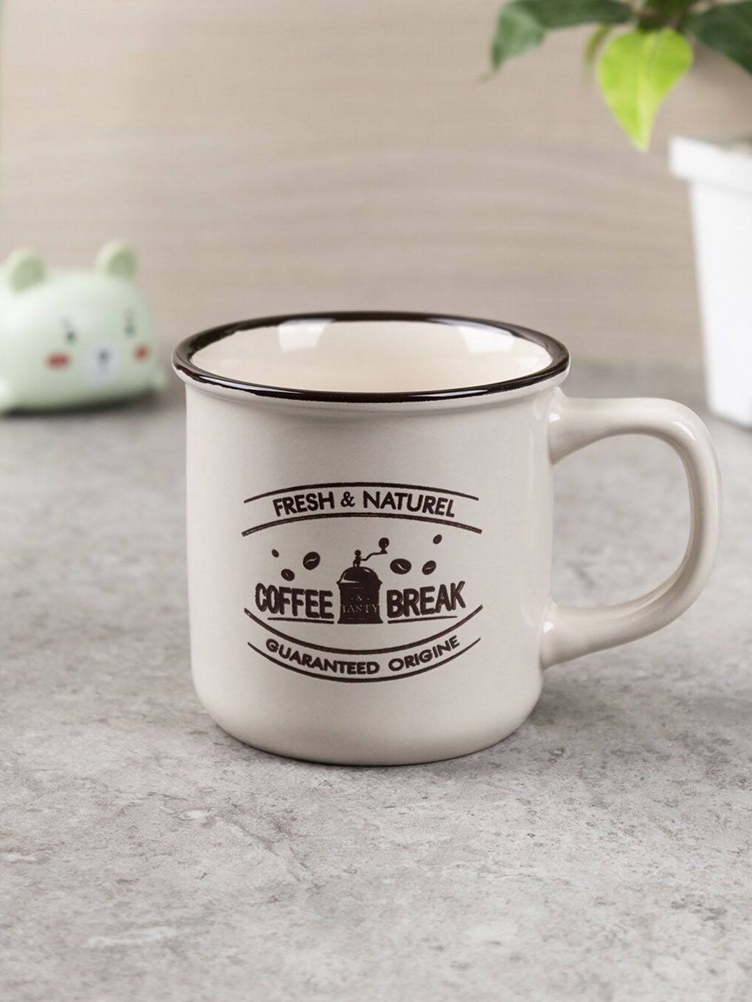 

MARKET99 Ceramic Beige & White Text or Slogans Printed Matte Mug 330 ML