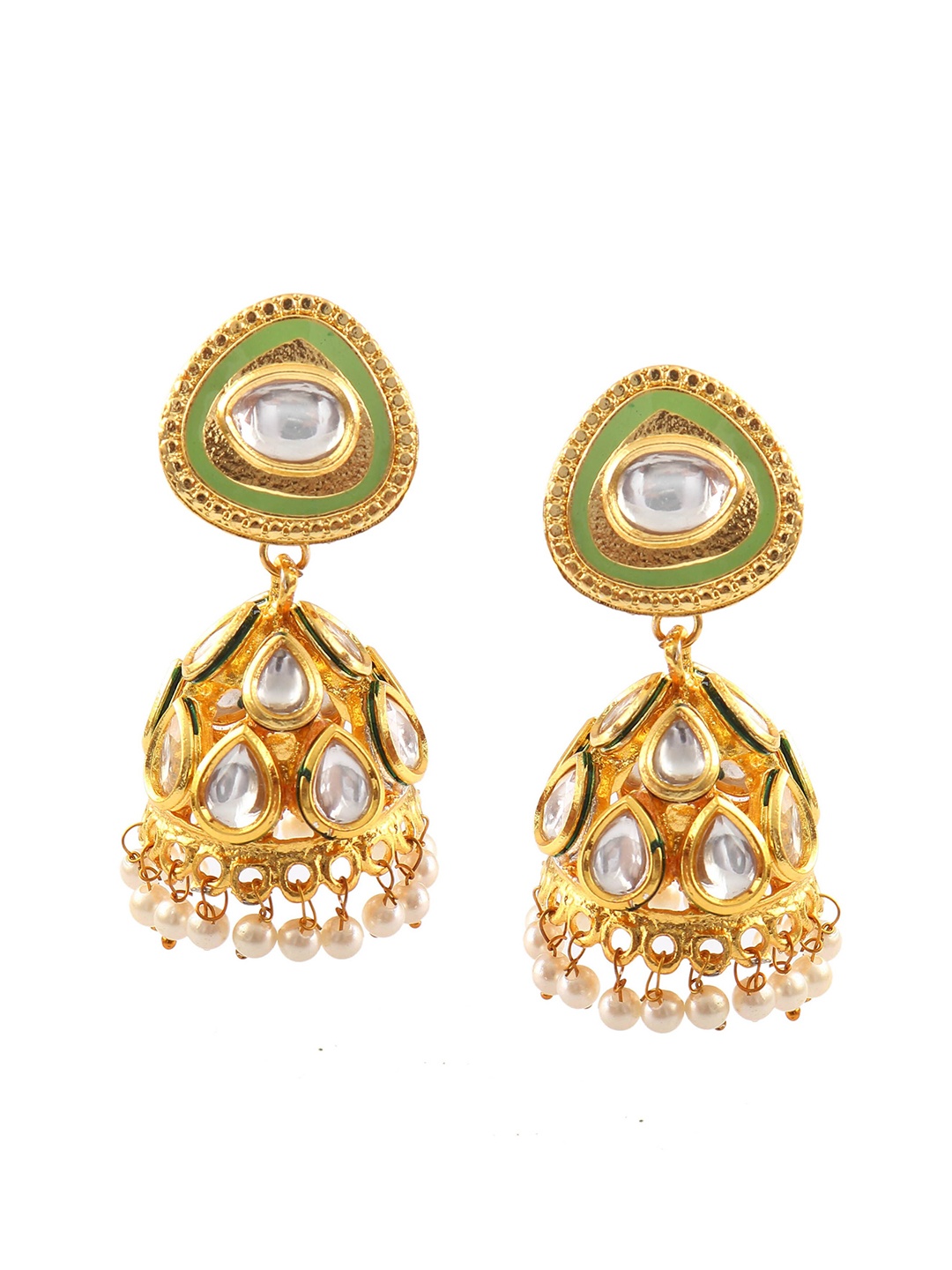 

Jewar Mandi Gold-Plated Gold-Toned Classic Jhumkas Earrings