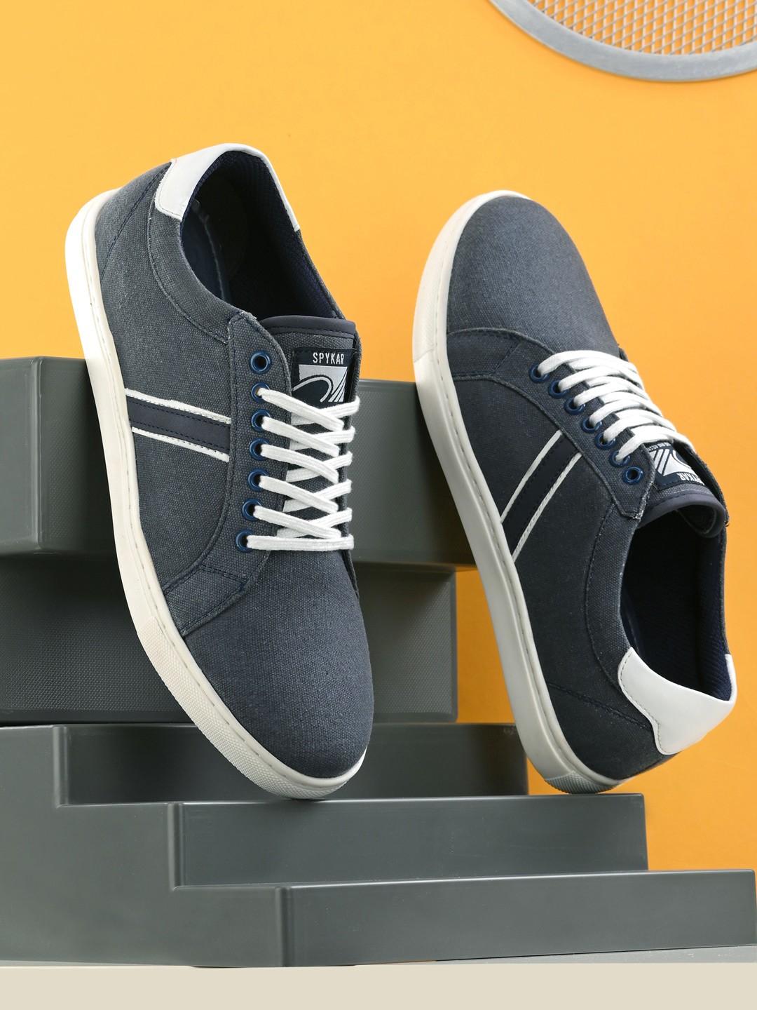 

SPYKAR Men Jay Navy Textured Lace-Up Sneakers, Navy blue