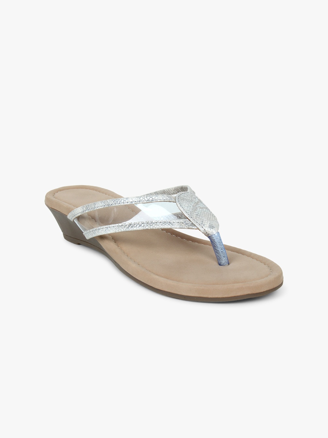 

Glitzy Galz Women Silver-Toned Embellished T-Strap Flats