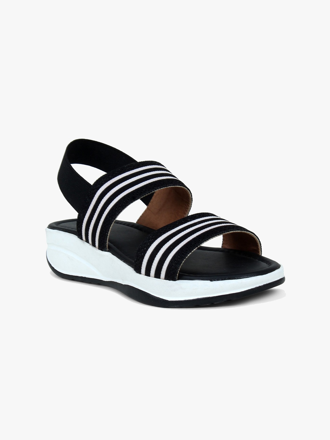 

Glitzy Galz Women Black Striped Open Toe Flats