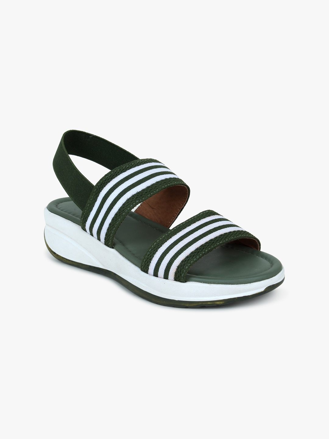

Glitzy Galz Women Green Striped Open Toe Flats