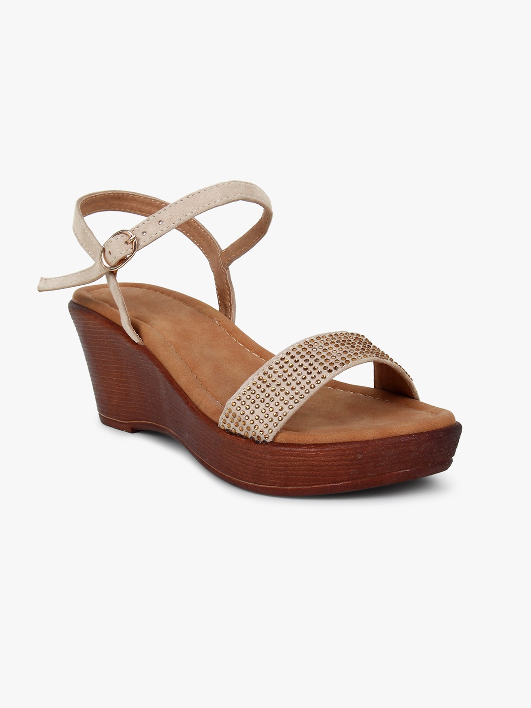 

Glitzy Galz Women Cream Embellished Open Toe Flats