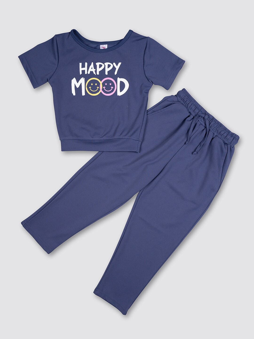 

MYY Girls Blue & White Printed T-shirt with Pyjamas