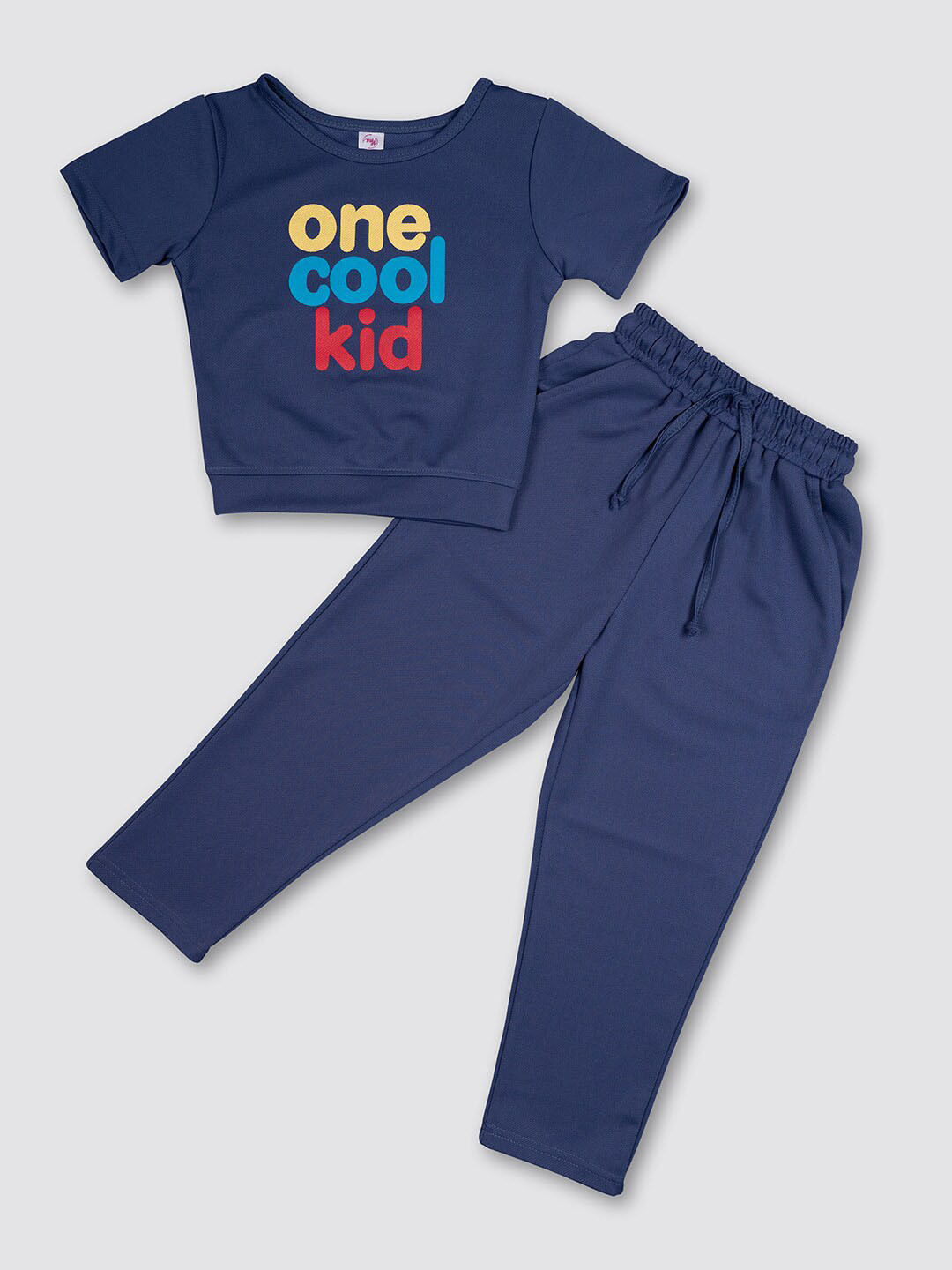 

MYY Girls Blue & Yellow Printed T-shirt with Pyjamas