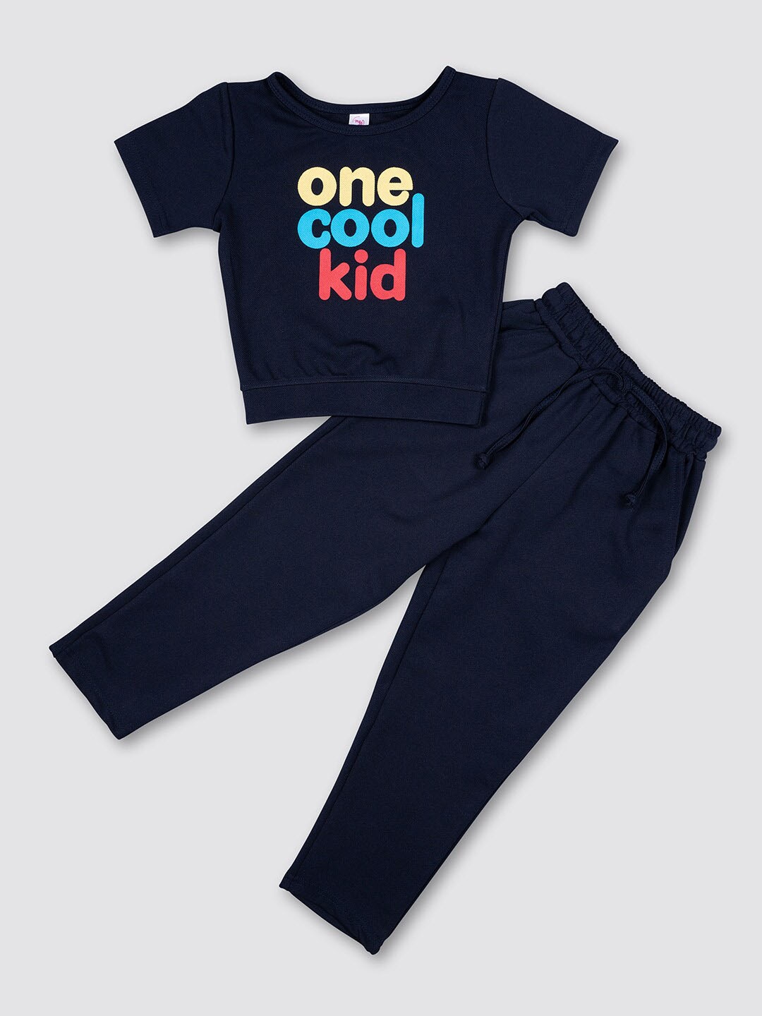 

MYY Girls Navy Blue & Red Printed T-shirt with Pyjamas