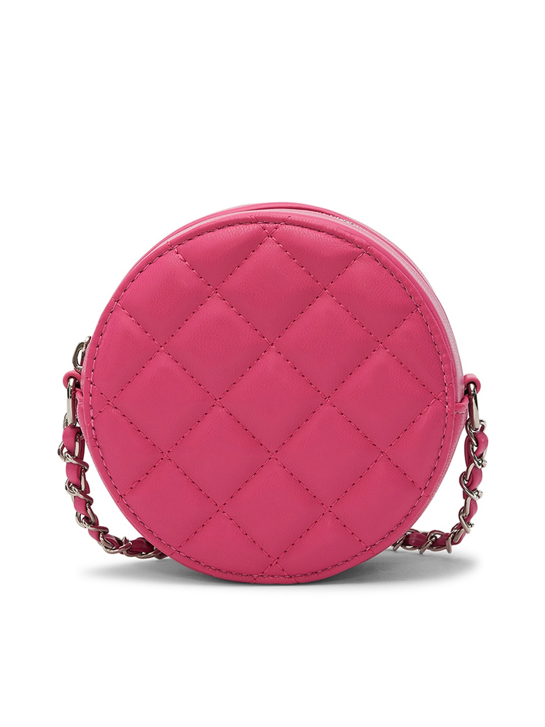 

MIRAGGIO Pink Round Quilted Mini Sling Bag