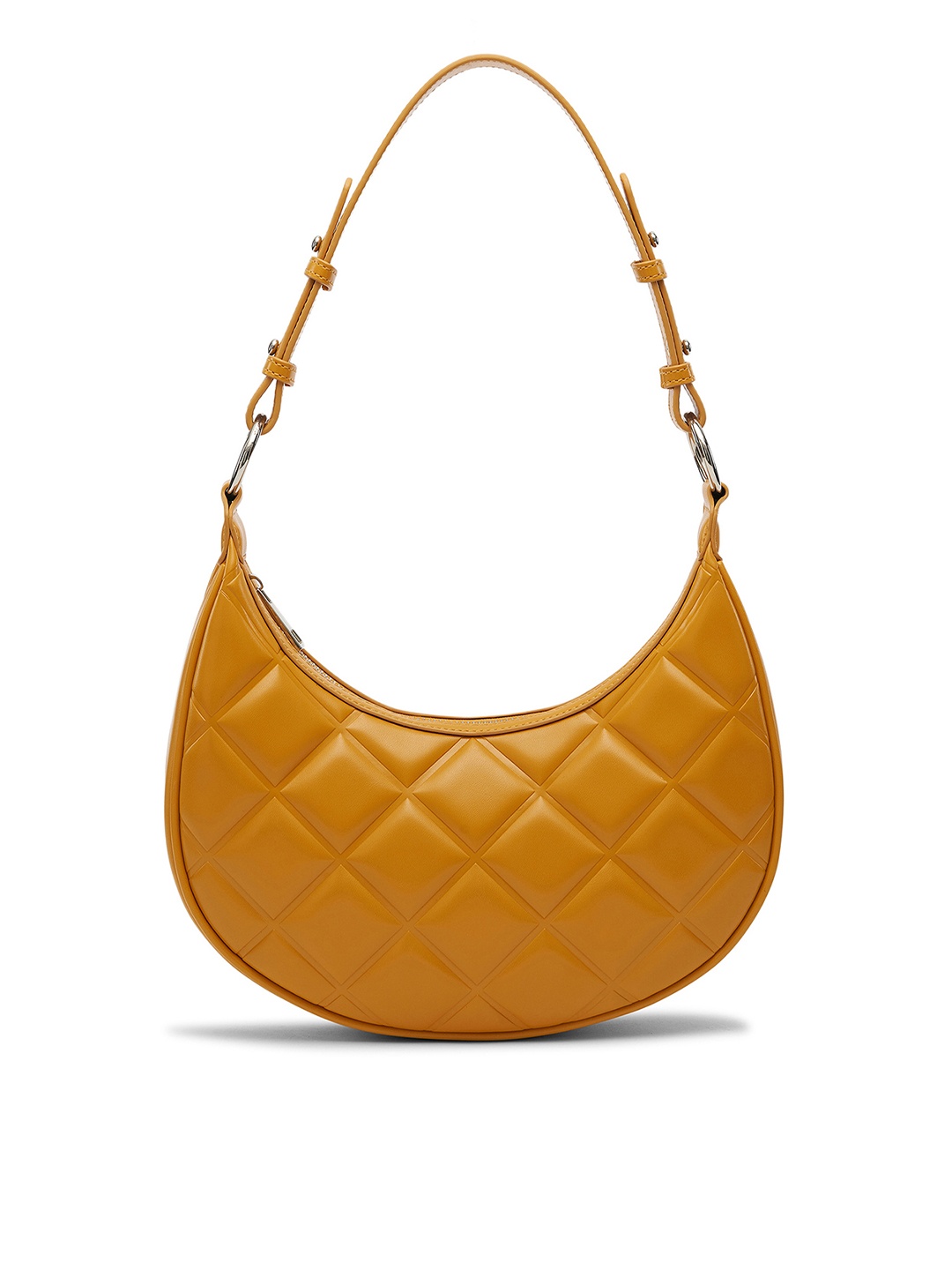

MIRAGGIO Embossed Half-Moon Shoulder Bag, Mustard