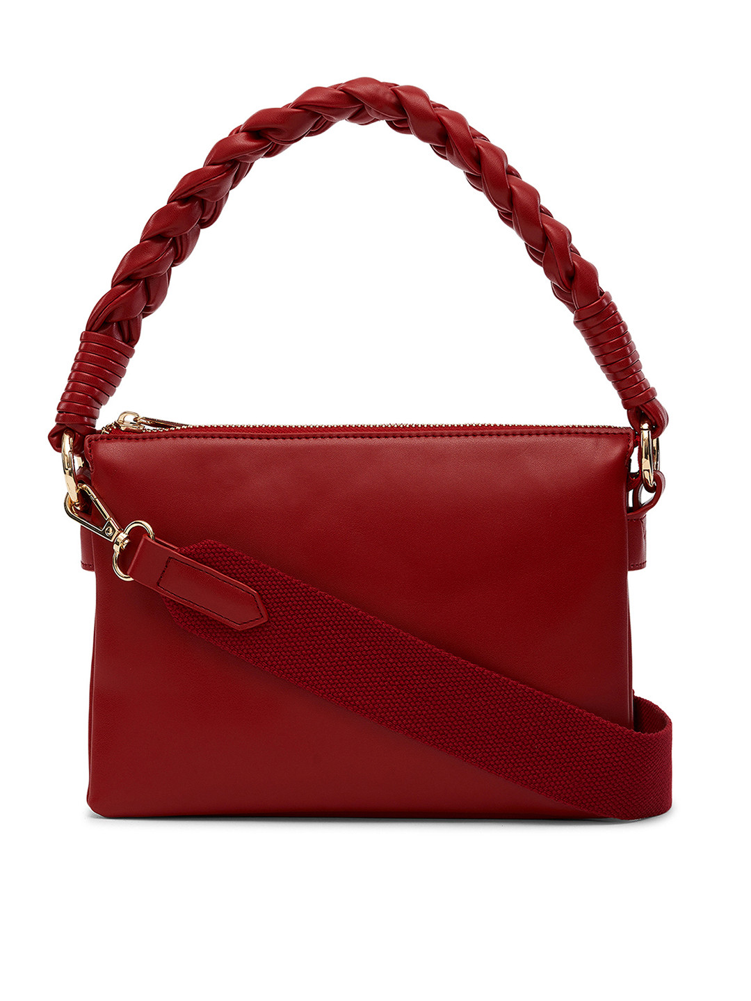 

MIRAGGIO Handheld Bag with Braided Handle, Red
