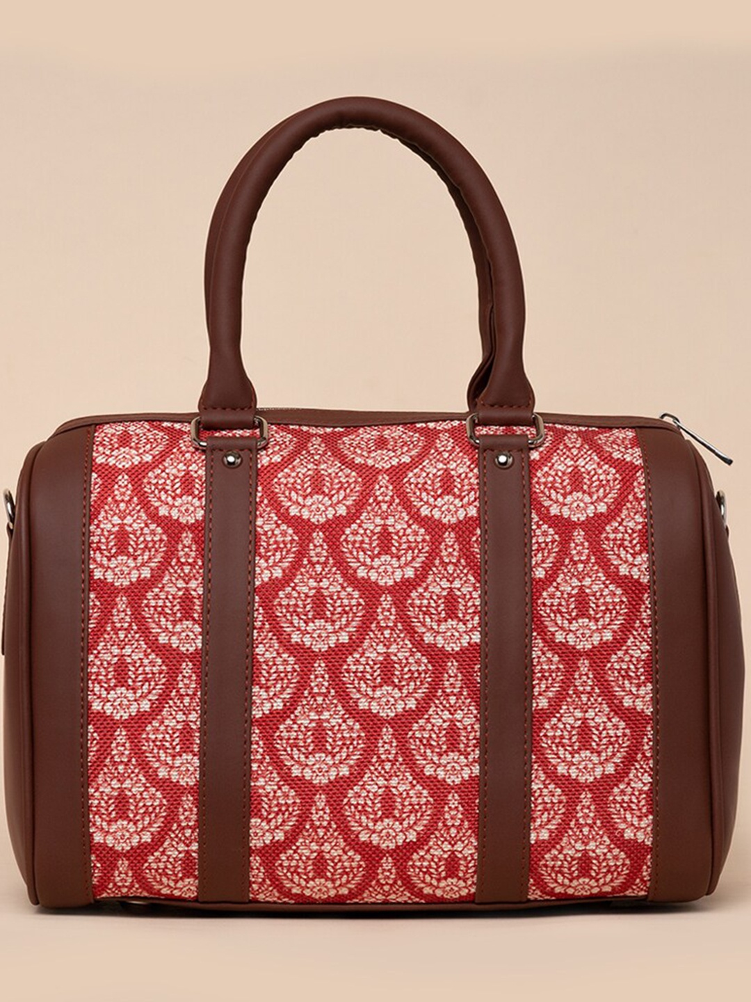 

ZOUK Red Ethnic Motifs Printed Structured Handheld Bag