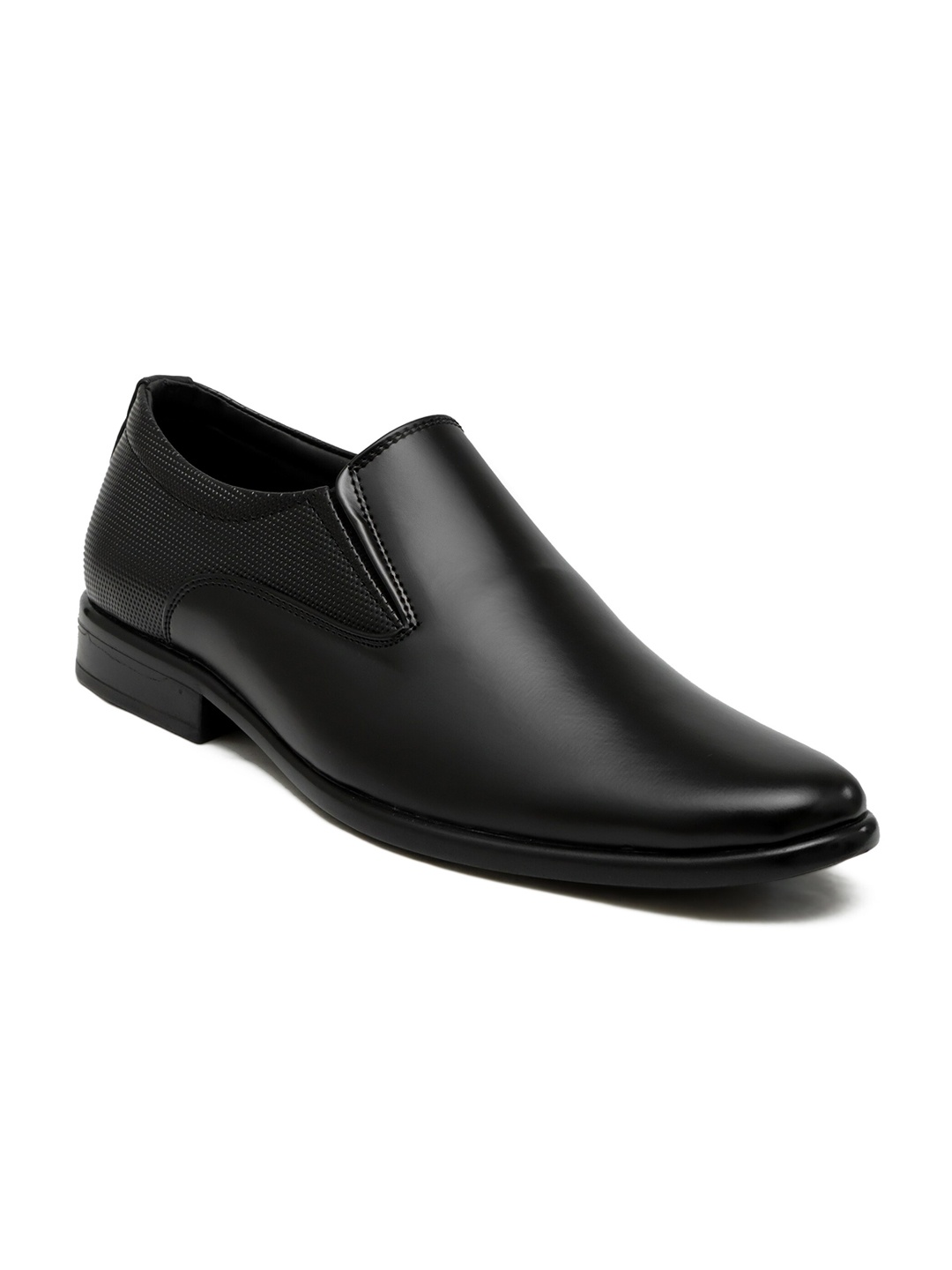 

birgos Men Black Textured Formal Slip-on Loafers