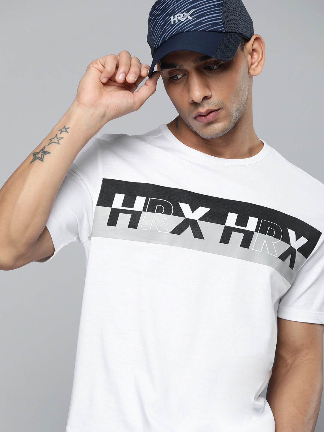 

HRX by Hrithik Roshan Men White Brand Logo Printed Pure Cotton T-shirt