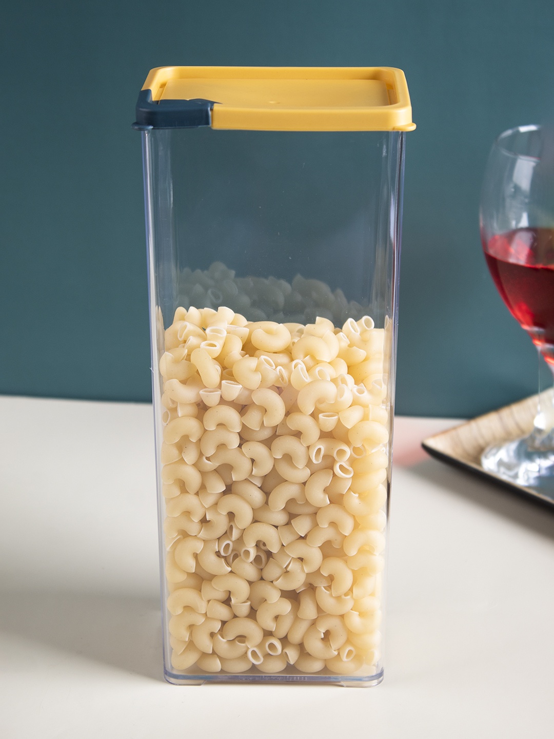 

MARKET99 Yellow Tall Cereal Dispenser Jar With Lid-1550ml