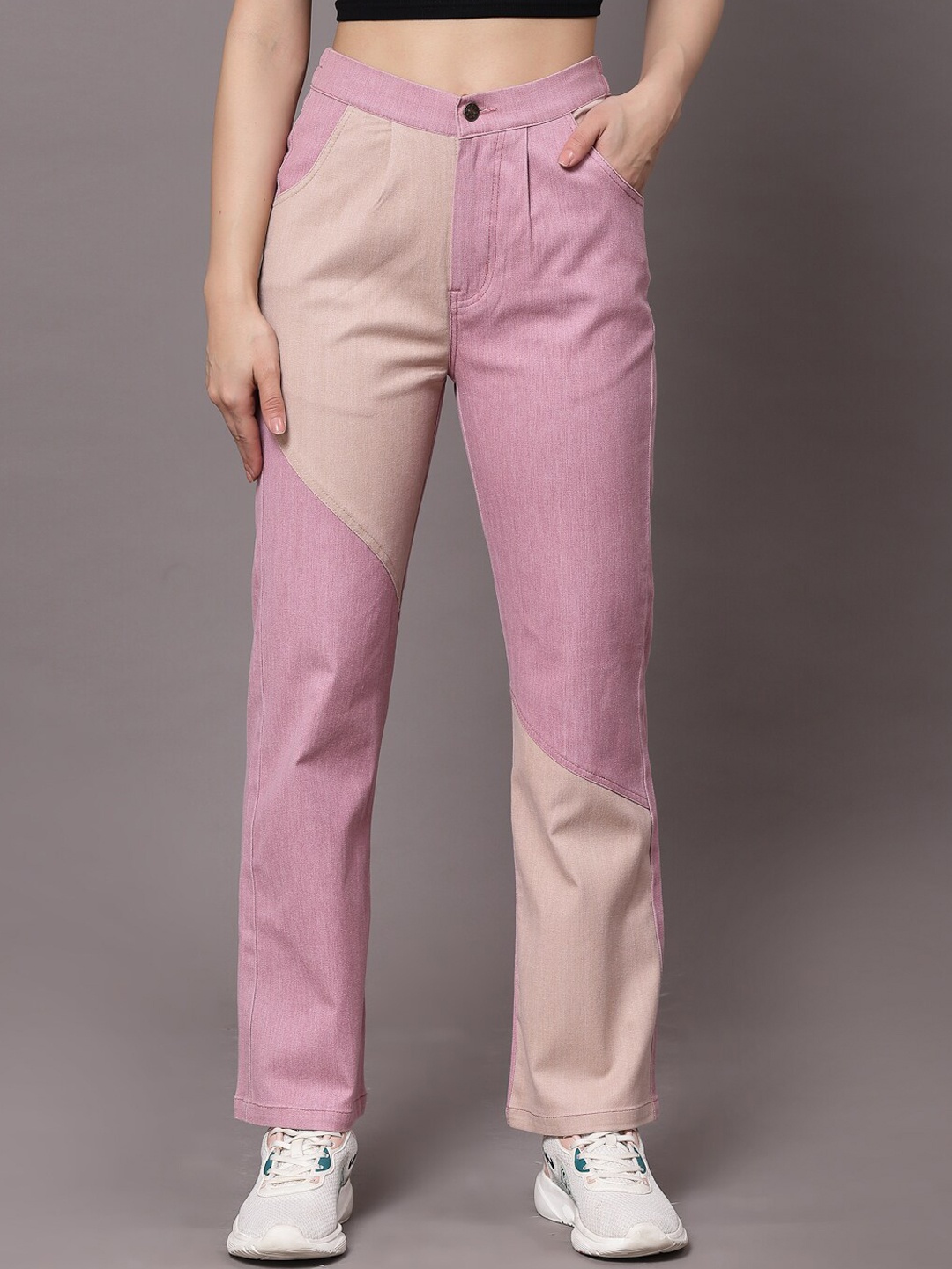 

KASSUALLY Women Pink Straight Fit Stretchable Jeans
