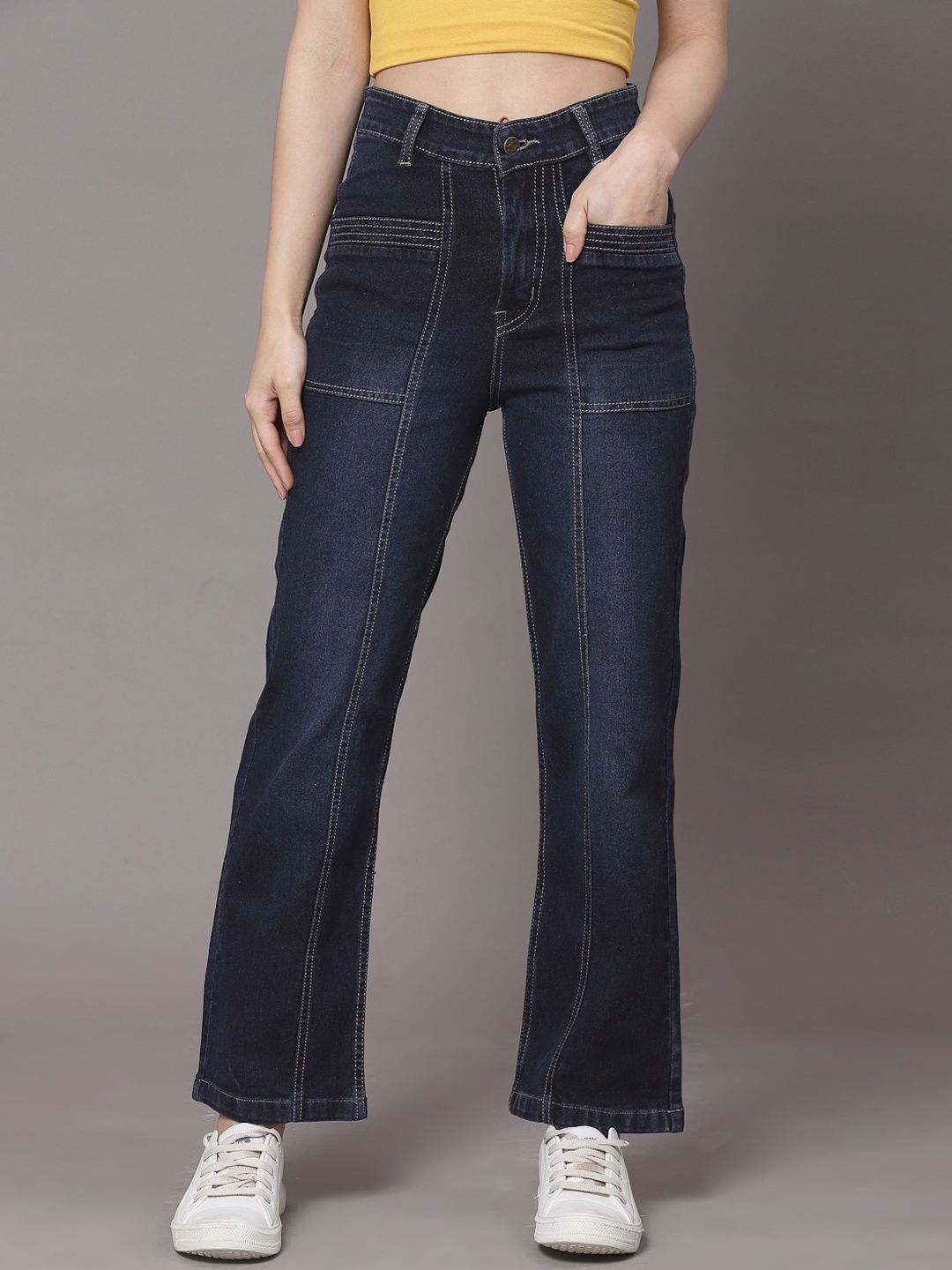 

KASSUALLY Women Blue Bootcut Light Fade Stretchable Jeans