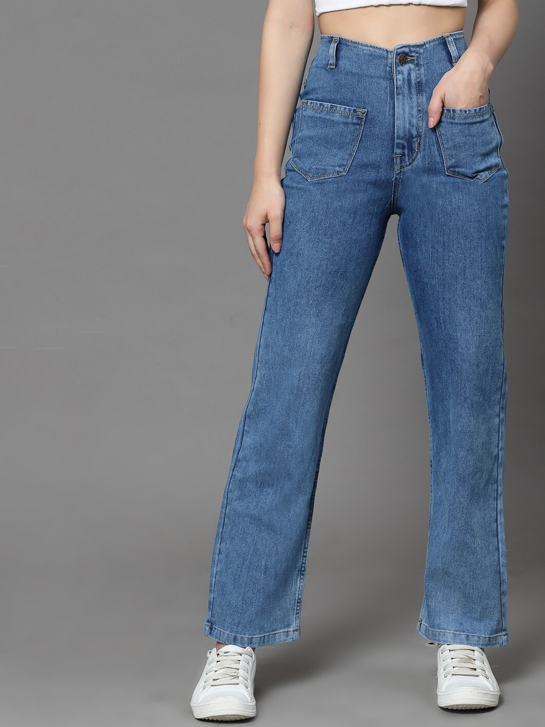 

KASSUALLY Women Blue Bootcut Light Fade Stretchable Jeans