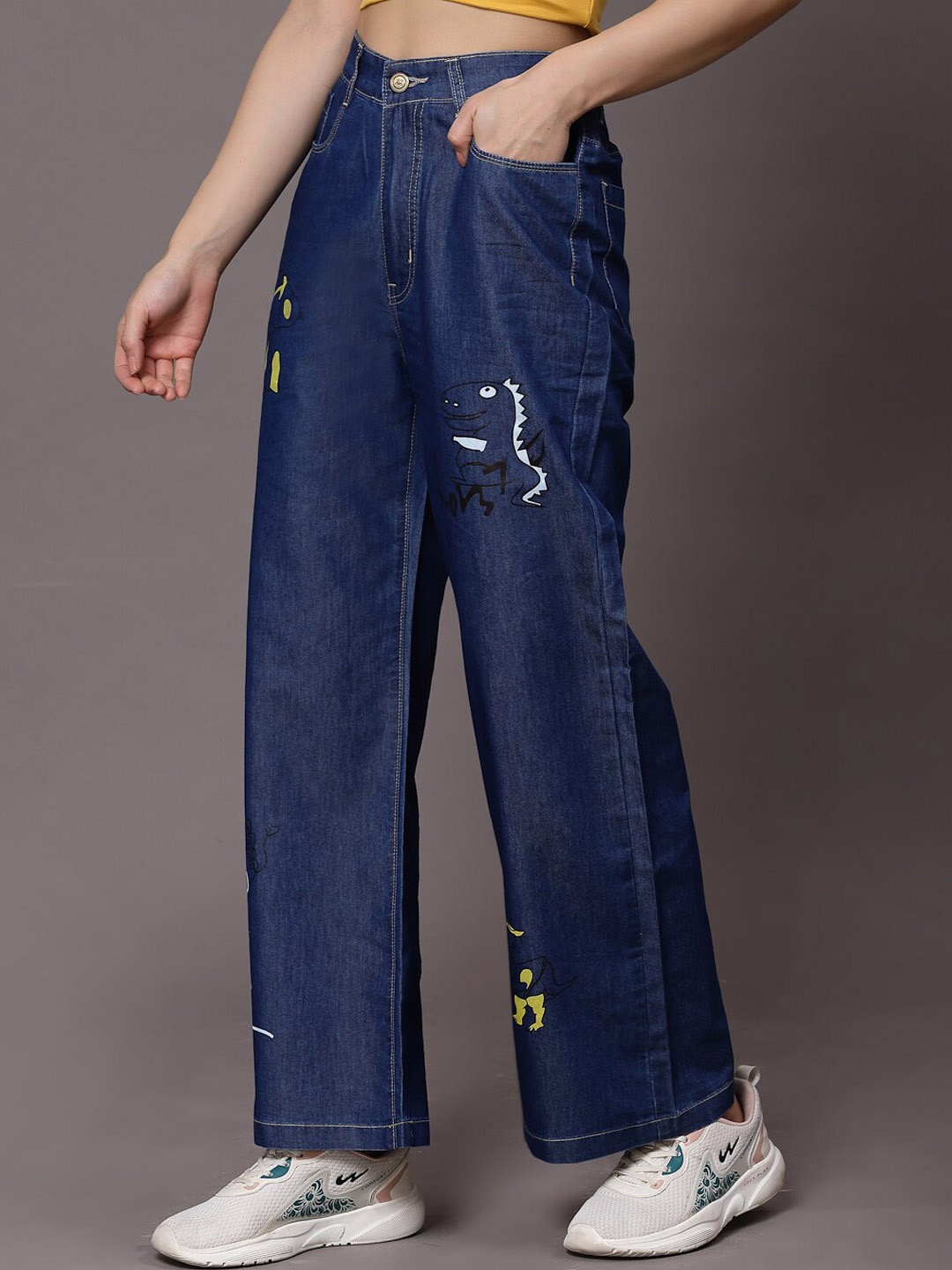 

KASSUALLY Women Blue Wide Leg High-Rise Light Fade Jeans