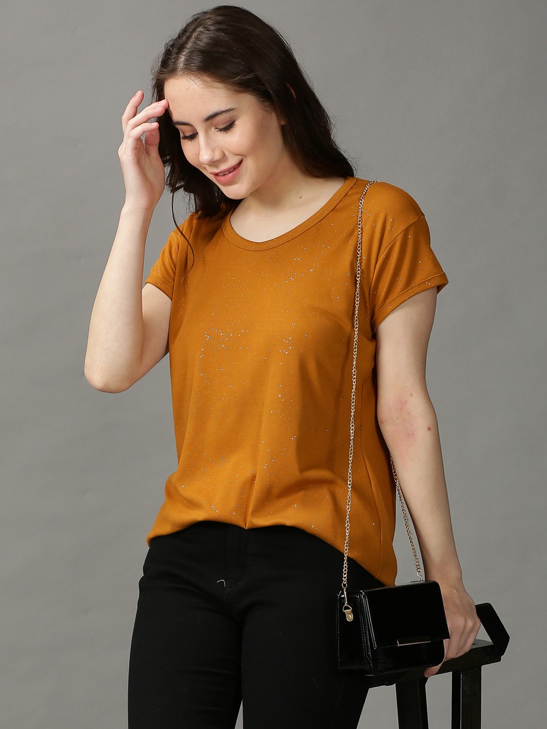 

SHOWOFF Mustard Yellow Extended Sleeves Acrylic Top