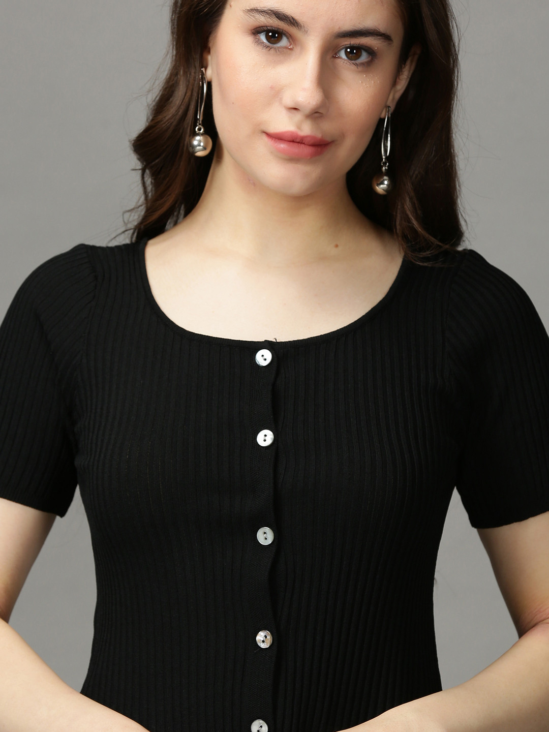 

SHOWOFF Black Scoop Neck Crop Top