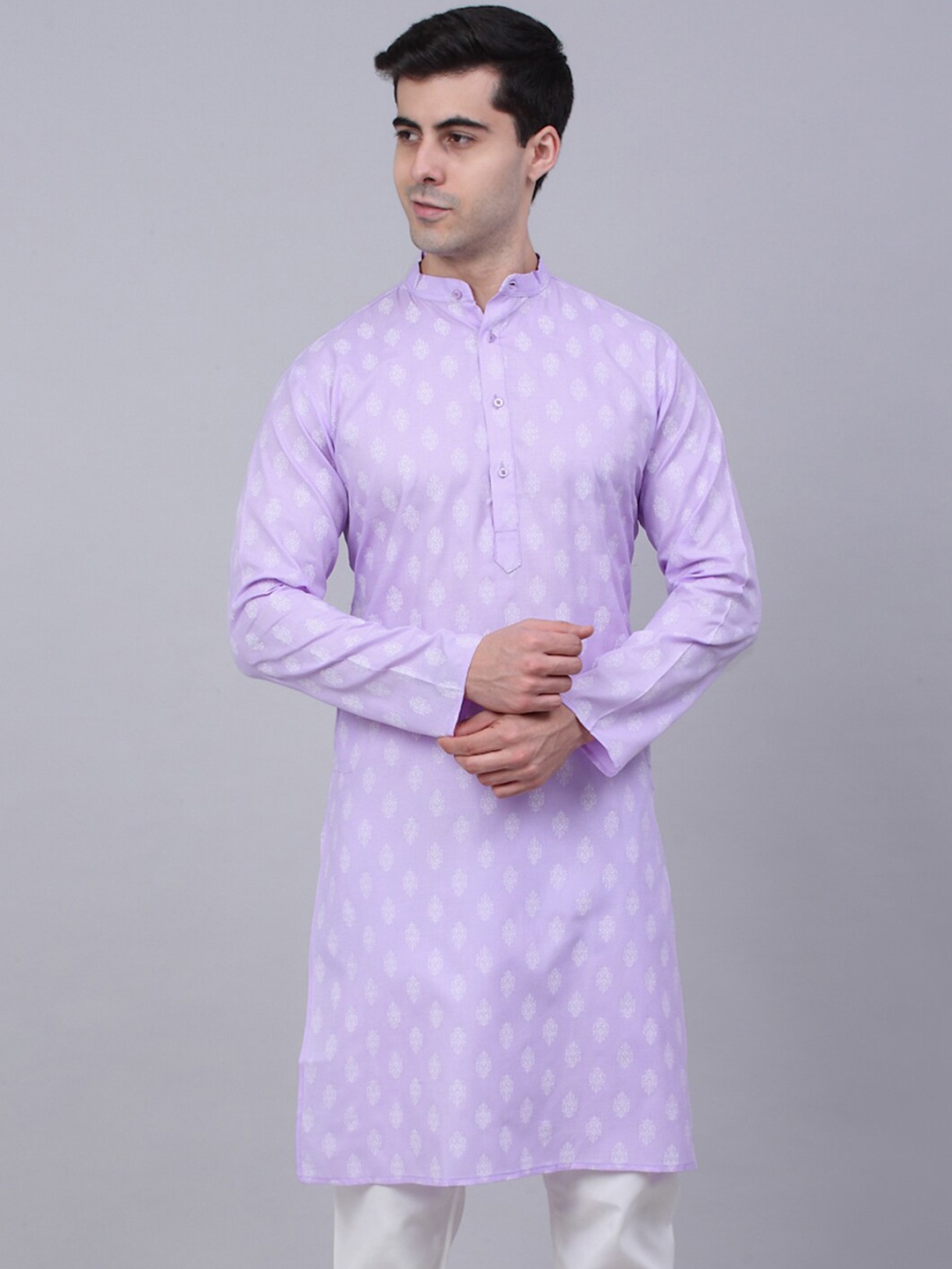 

Jompers Men Ethnic Motifs Printed Cotton Kurta, Lavender