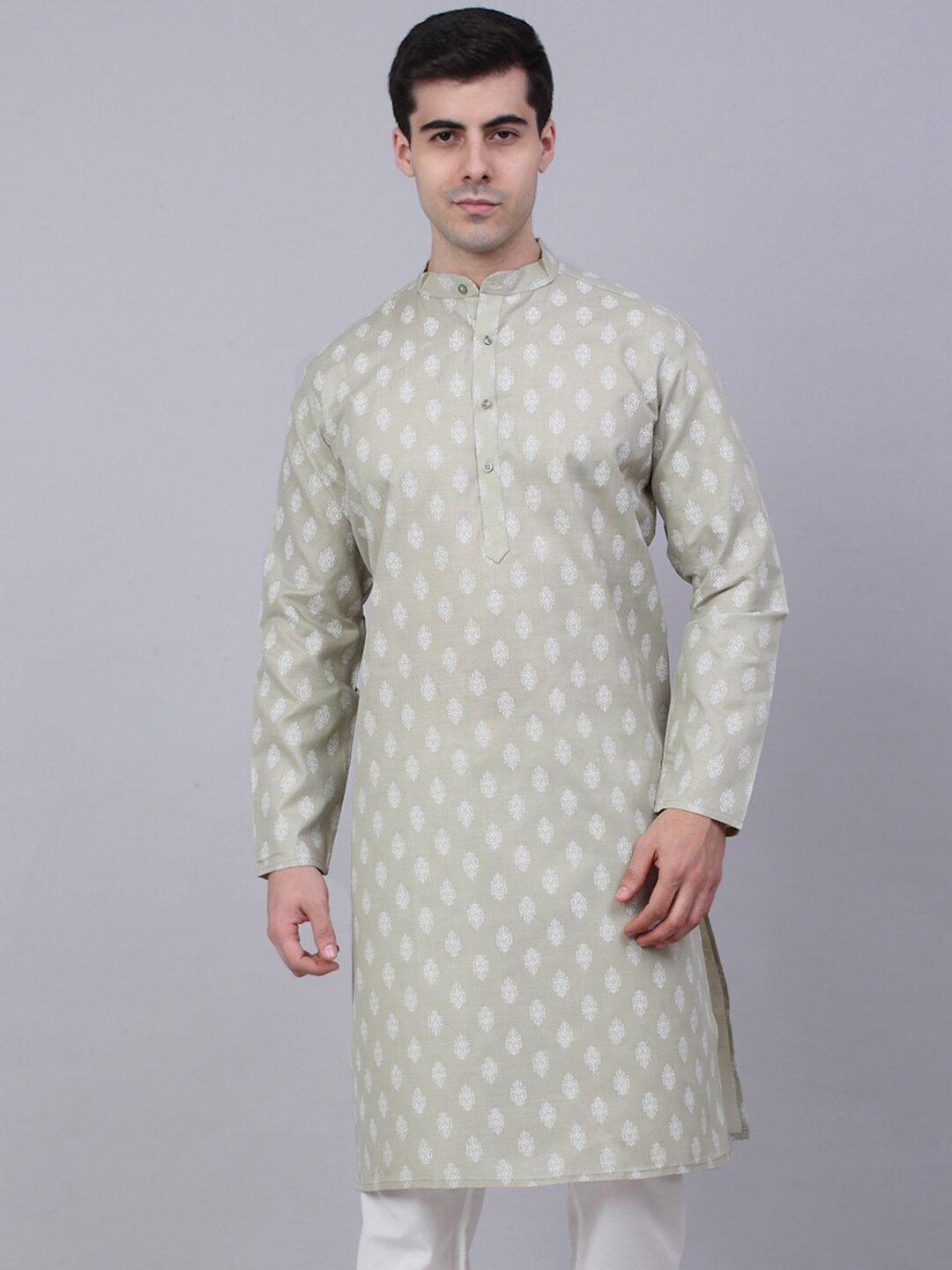 

Jompers Men Ethnic Motifs Printed Cotton Kurta, Grey