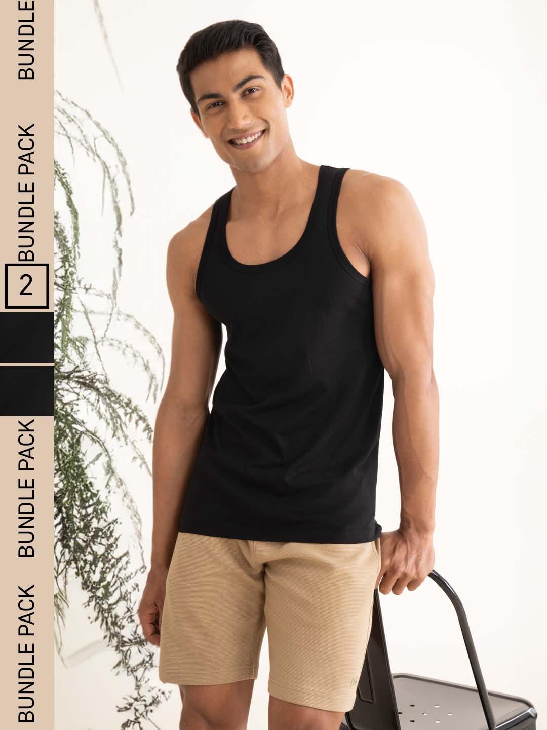 

DAMENSCH Men Black Pack of 2 NEO-Cotton Anti Bacterial & Anti Microbial Innerwear Vests