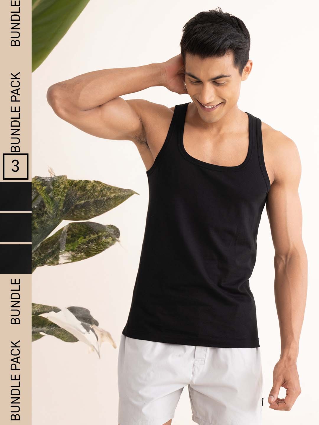 

DAMENSCH Men Pack Of 3 Anti-Microbial Solid NEO-Cotton Basic Innerwear Vests, Black