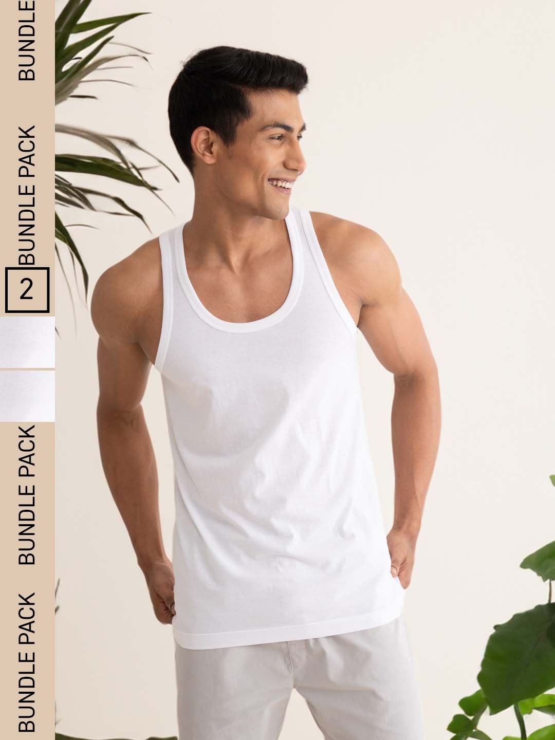 

DAMENSCH Men Pack Of 2 NEO-Cotton Anti Bacterial & Anti Microbial Innerwear Vests, White