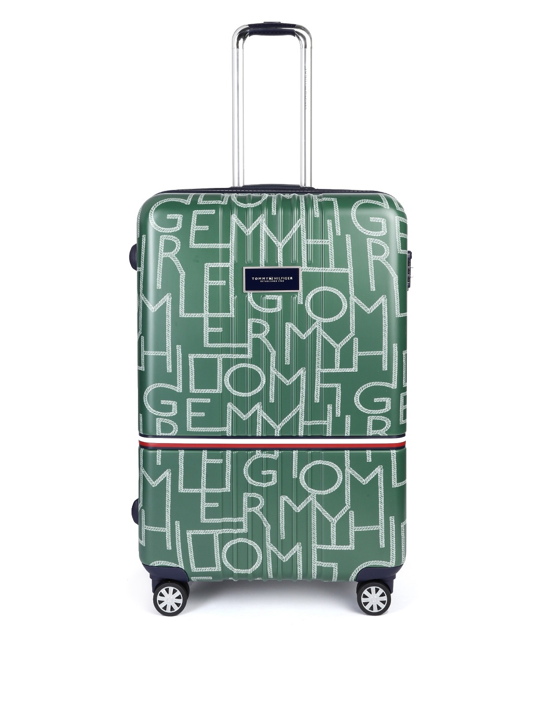 

Tommy Hilfiger Olive Green Textured Trolley Bag - 128 L