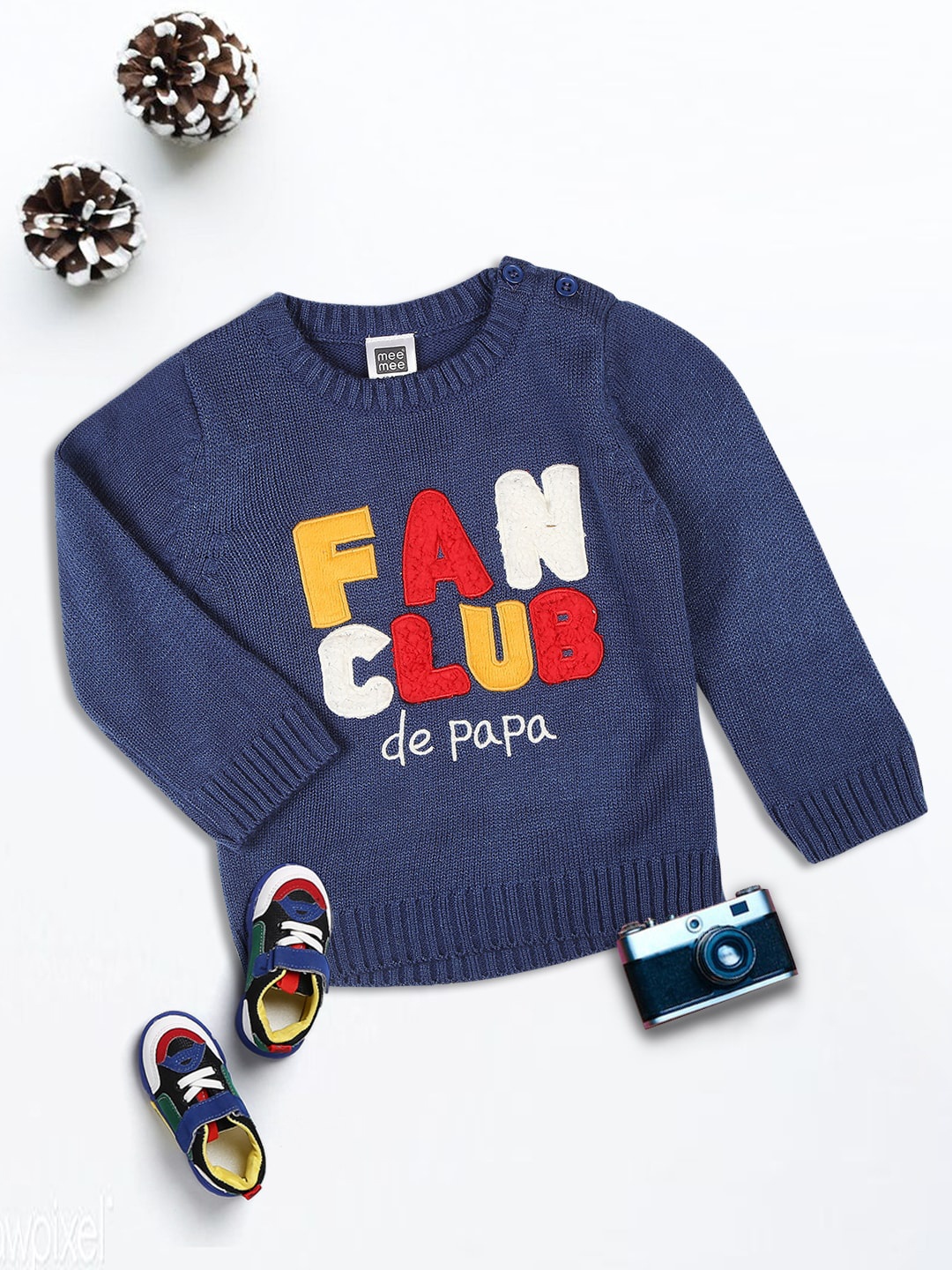 

MeeMee Boys Grey Melange & White Typography Pullover