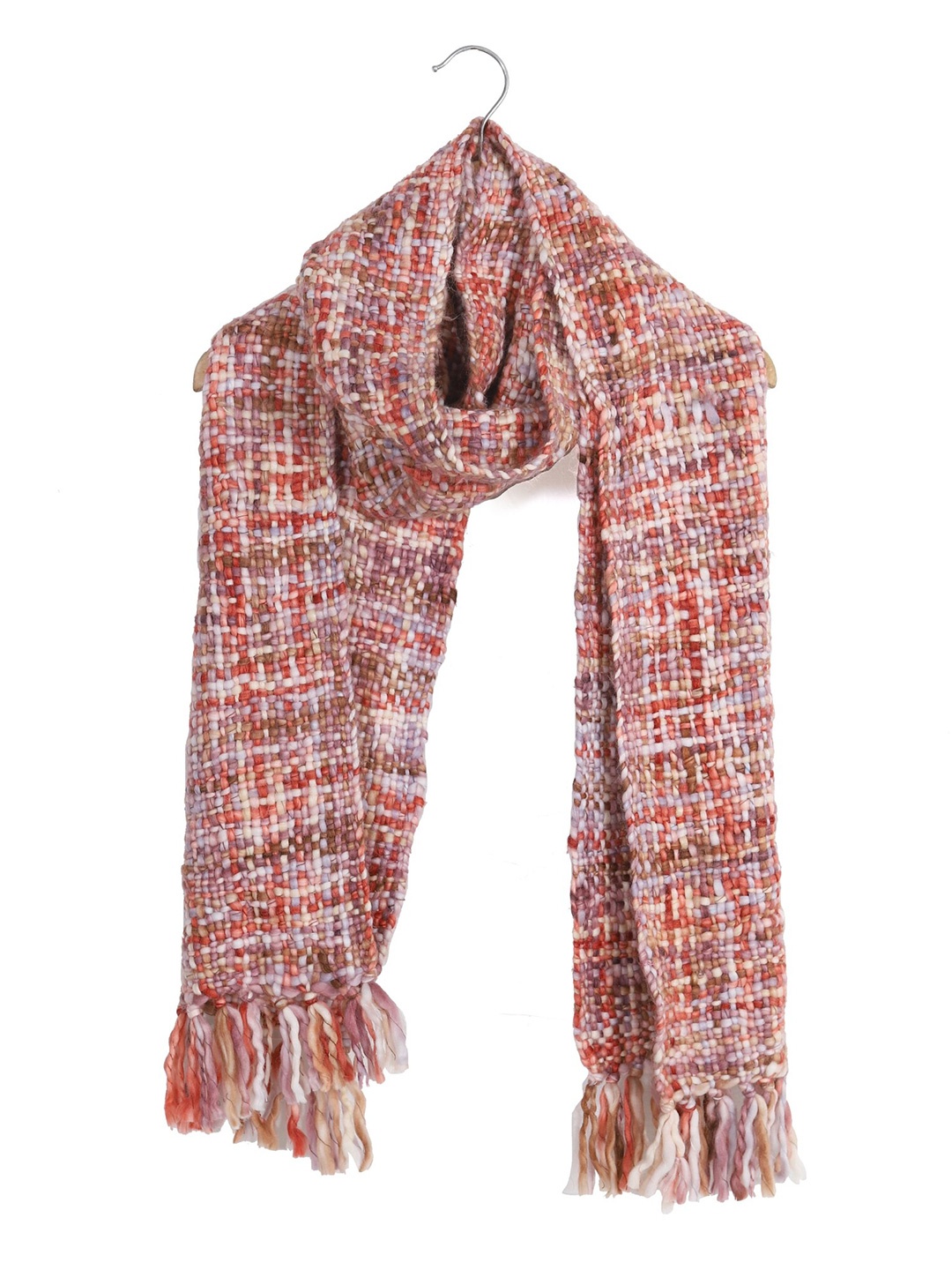 

HANDICRAFT PALACE Women Pink & Blue Checked Acrylic Scarf