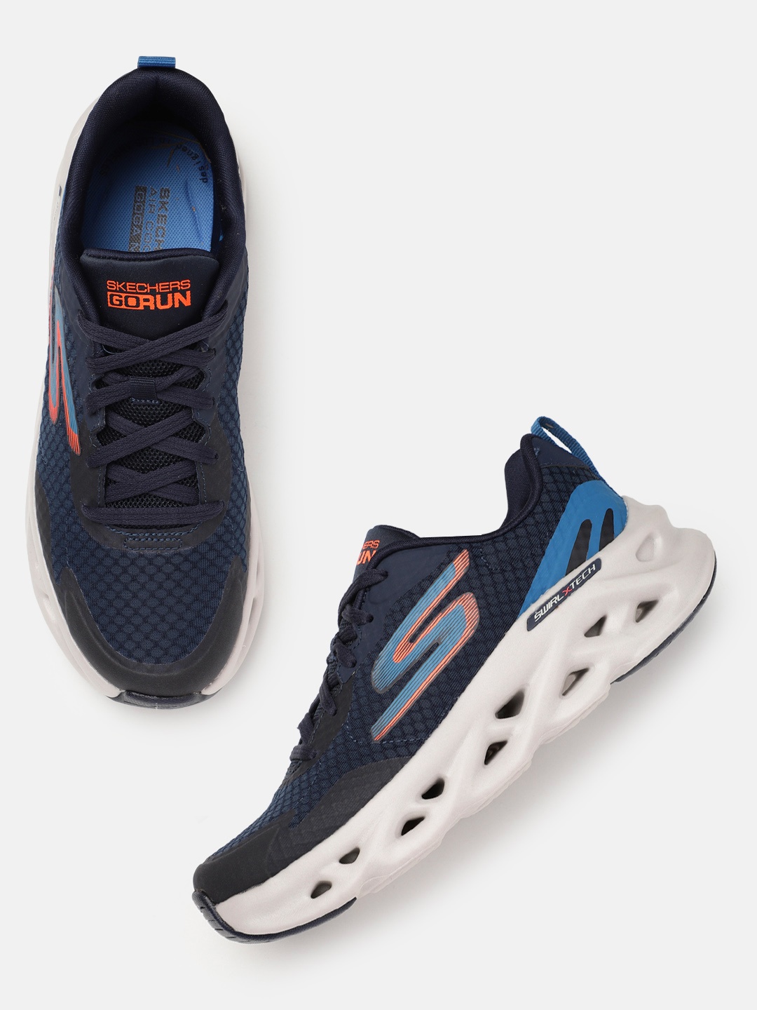 

Skechers Men GO RUN SWIRL TECH - SUPER S Running Shoes, Navy blue