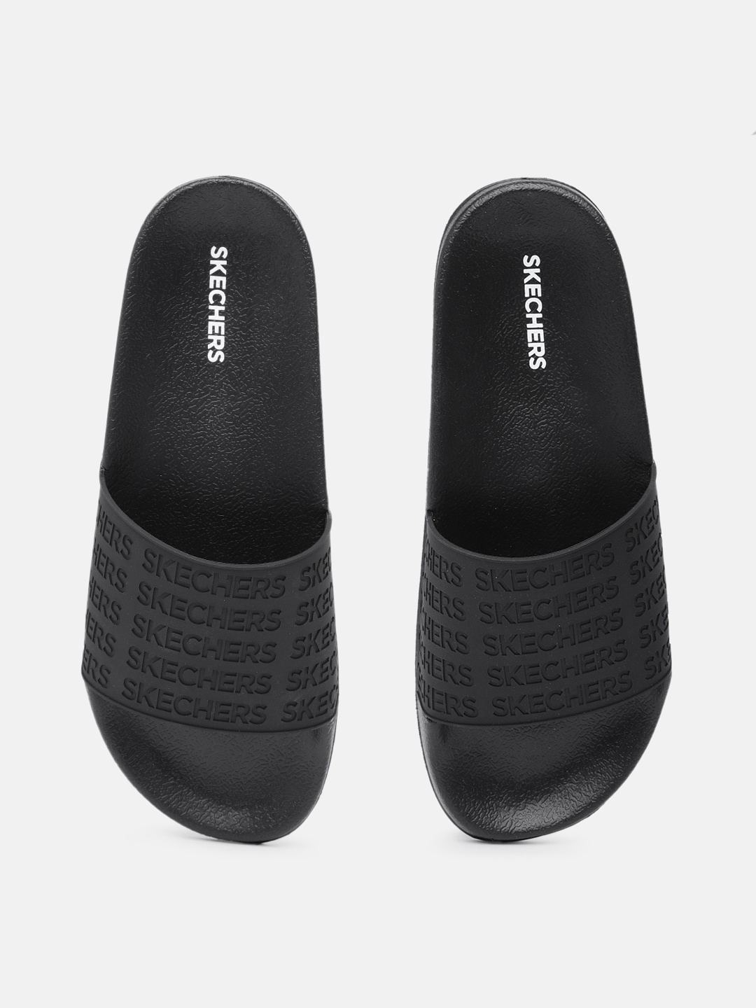 

Skechers Women Brand Logo Debossed Sliders, Black