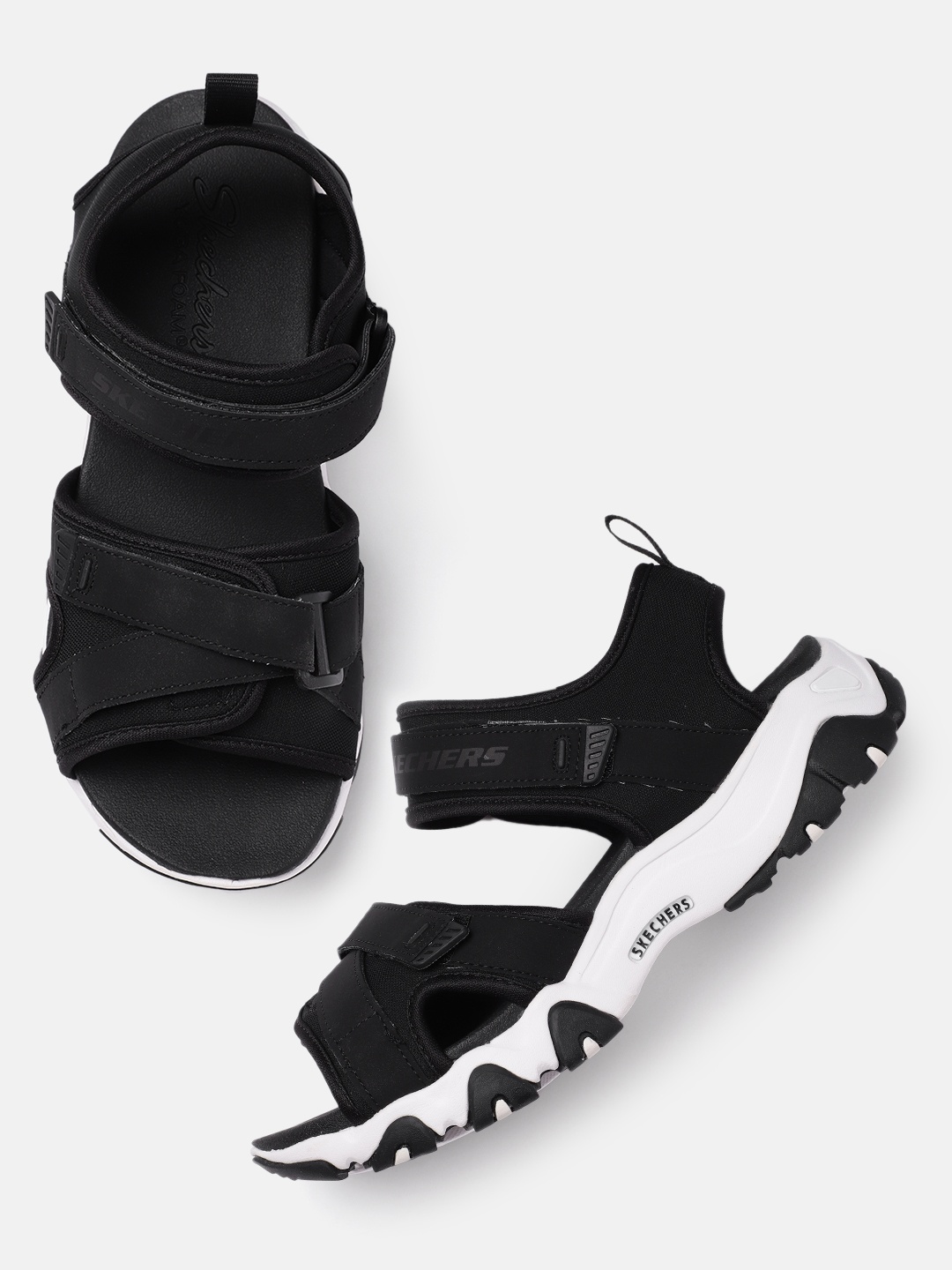 

Skechers Women Solid D'Lites 2.0 No Rul Sports Sandals, Black