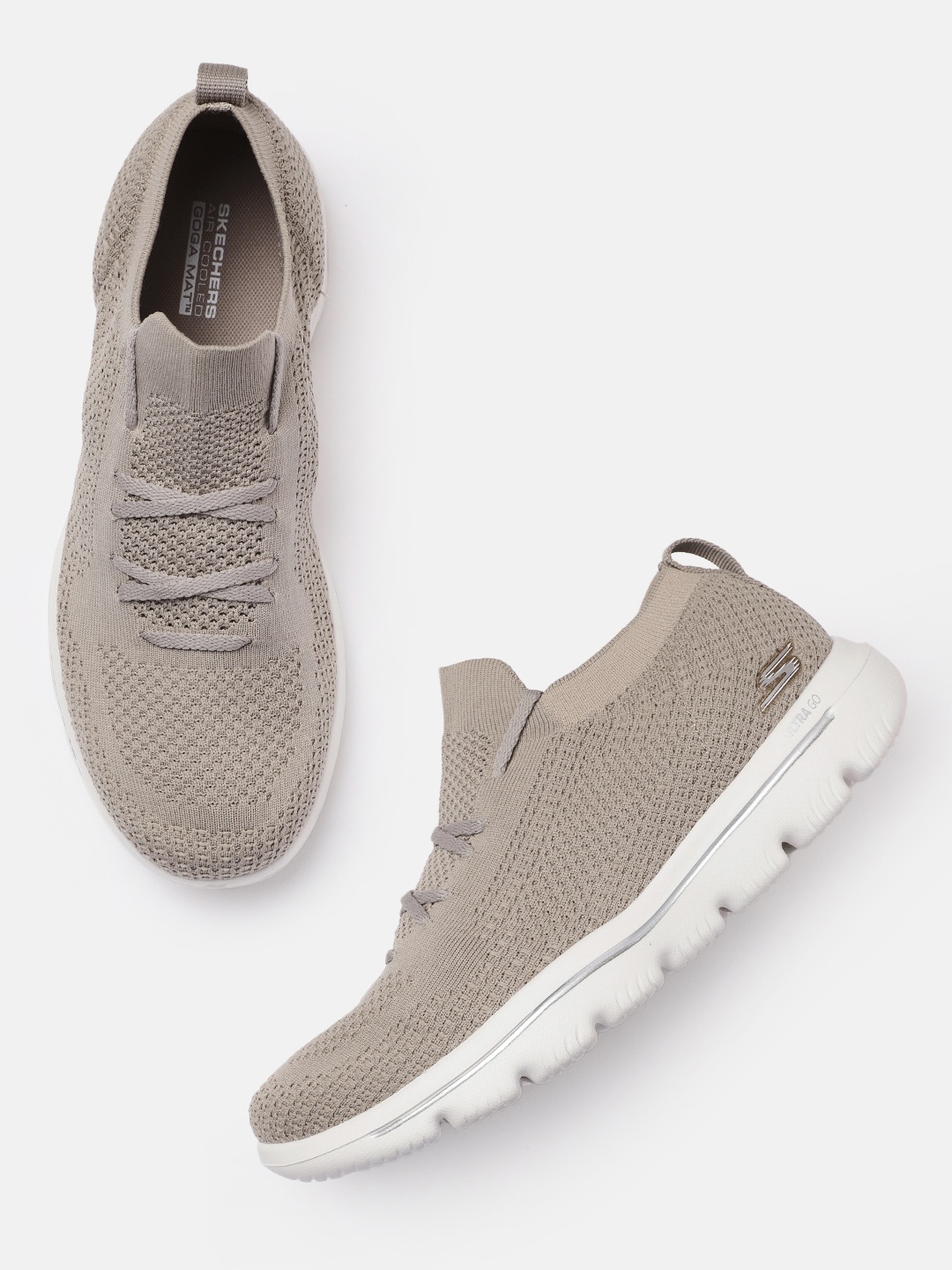 

Skechers Women Textured Go Walk Evolution UL Walking Shoes, Taupe