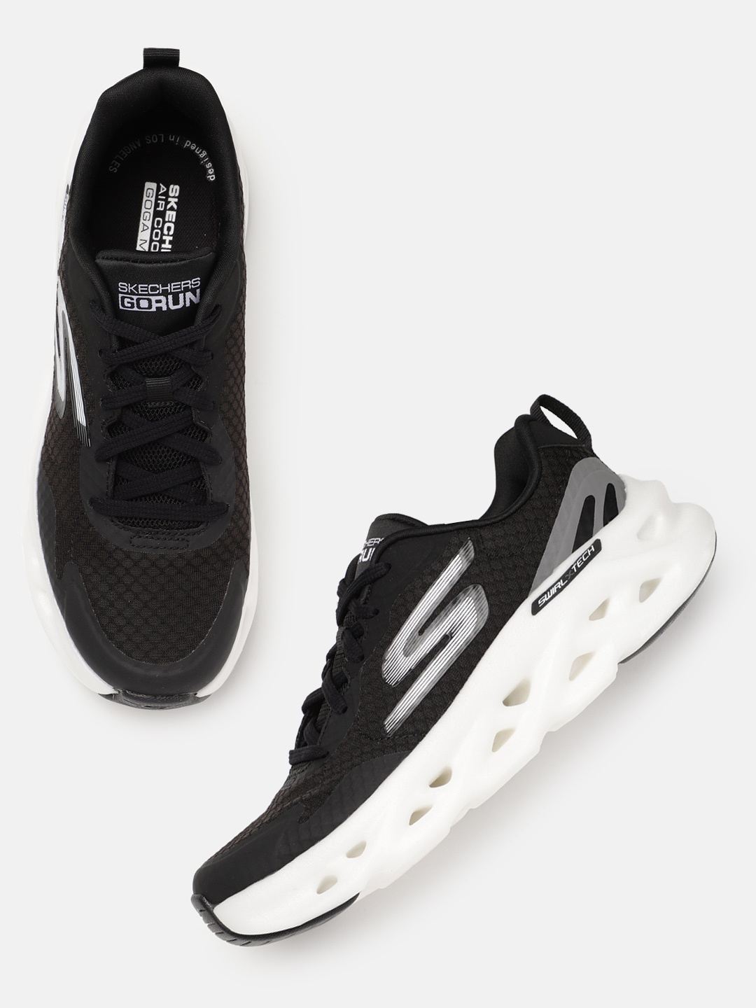 

Skechers Men GO RUN SWIRL TECH - SUPER S Running Shoes, Black