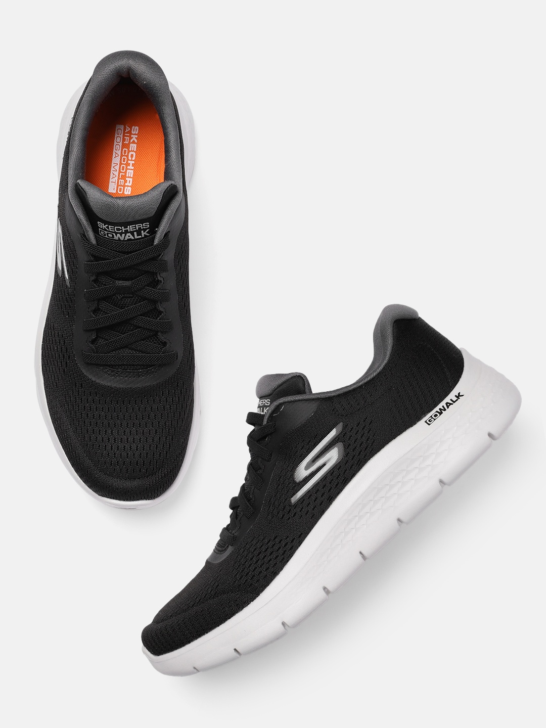 

Skechers Men Solid Go Walk Flex - Remark Regular Walking Shoes, Black