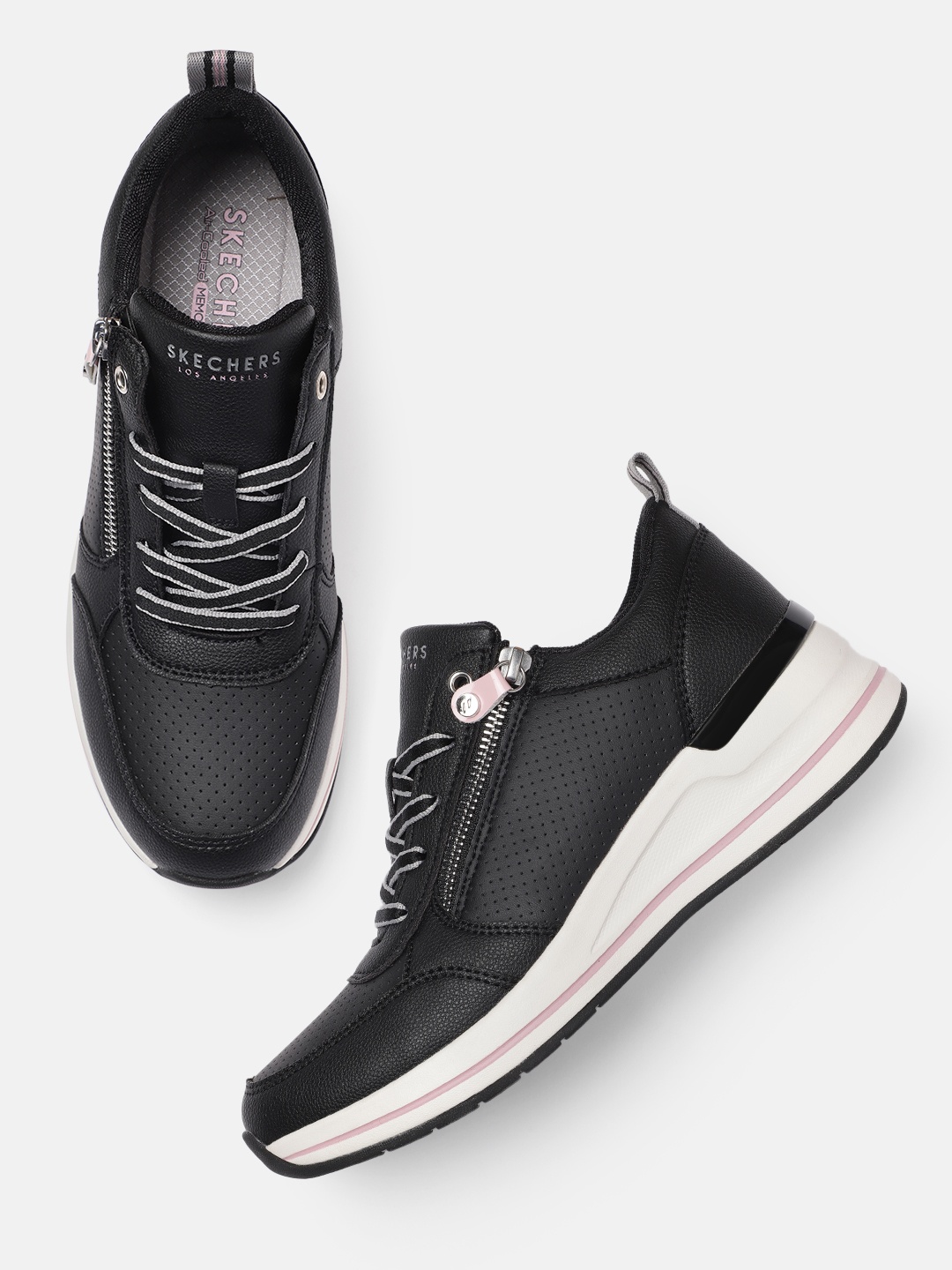 

Skechers Women Billion 2 Side Lines Leather Sneakers, Black