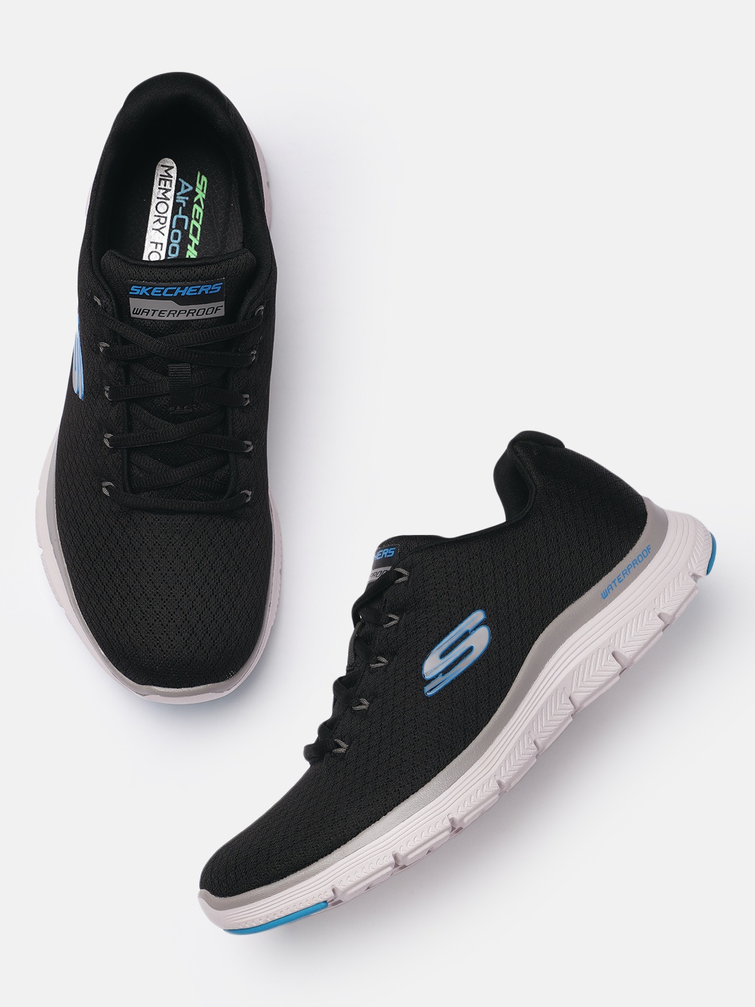 

Skechers Men Waterproof Air-Cooled Memory Foam Sneakers, Black