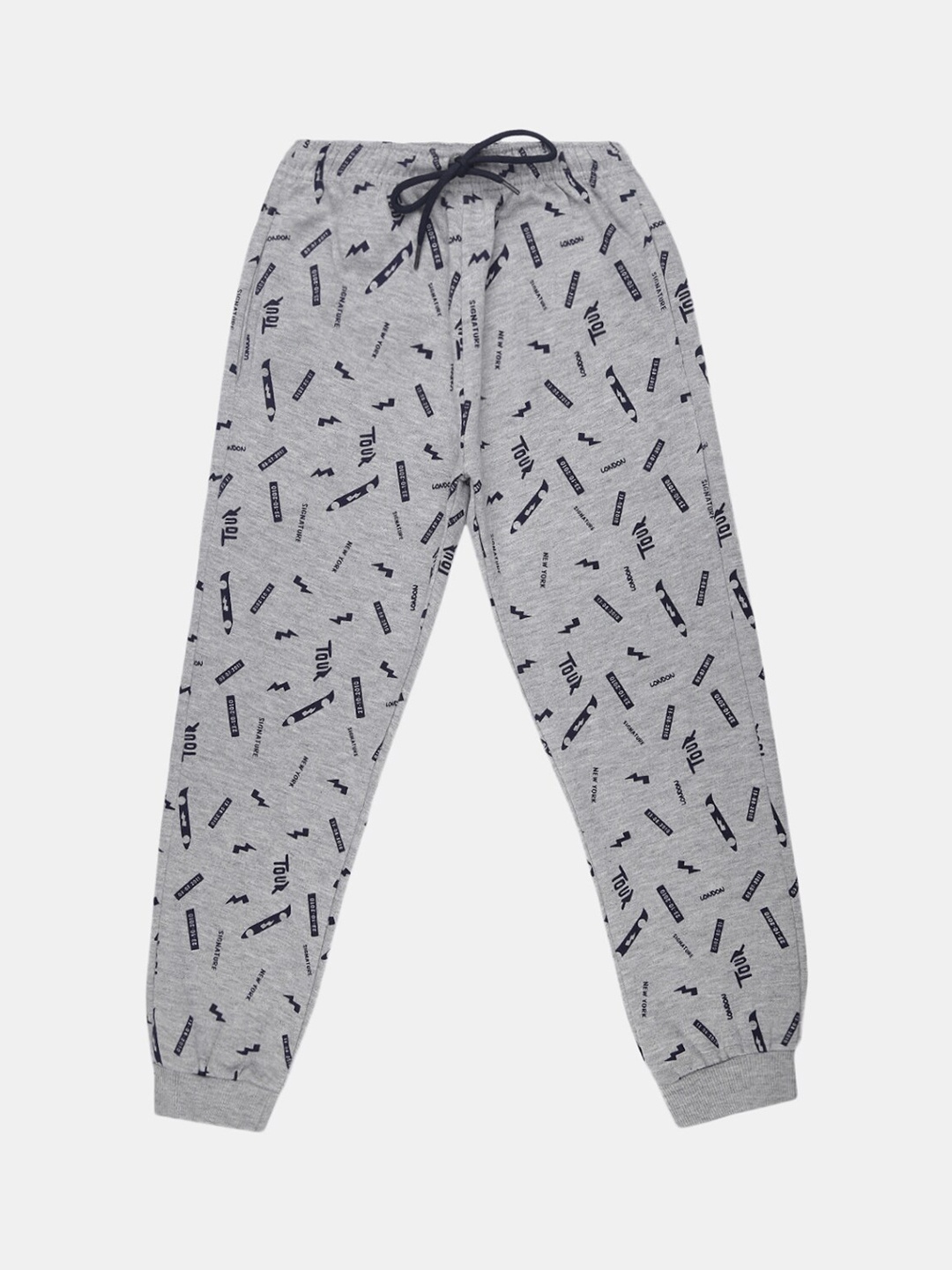 

V-Mart Boys Grey & Black Printed Fleece Joggers