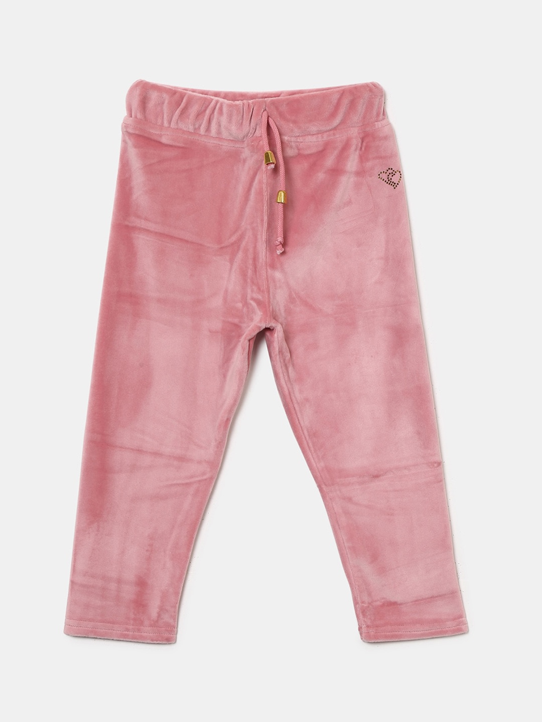 

V-Mart Girls Pink Solid Velvet Track Pant