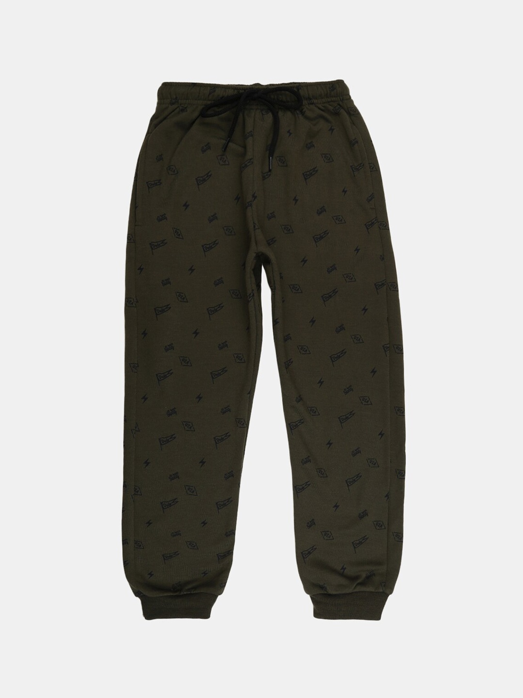 

V-Mart Boys Printed Spun Fleece Joggers, Olive