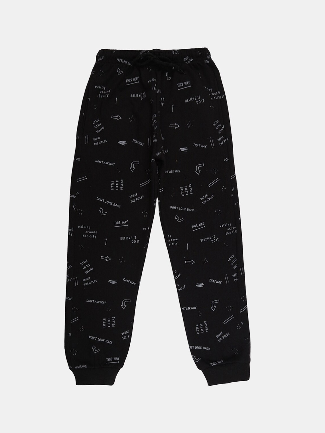 

V-Mart Girls Black & White Typography Printed Fleece Joggers