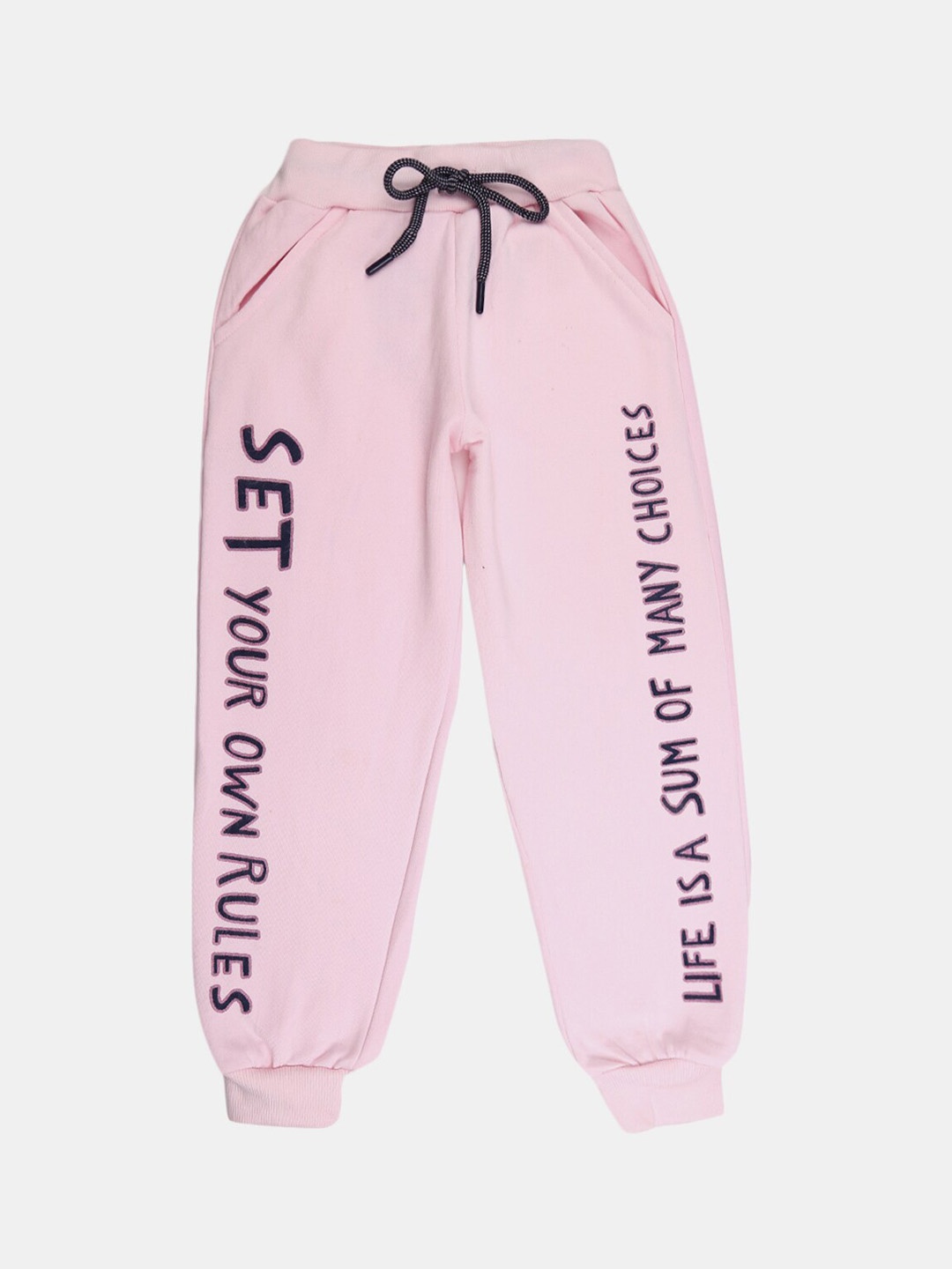 

V-Mart Girls Pink & Black Printed Joggers Track Pants