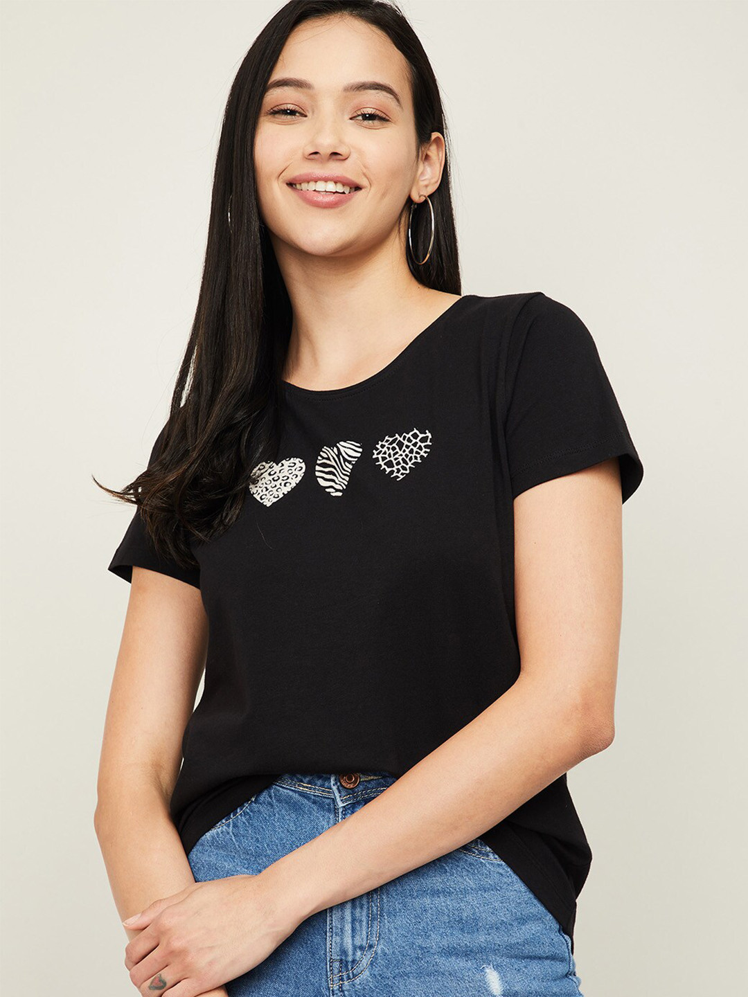

Fame Forever by Lifestyle Black & White Pure Cotton Print Top